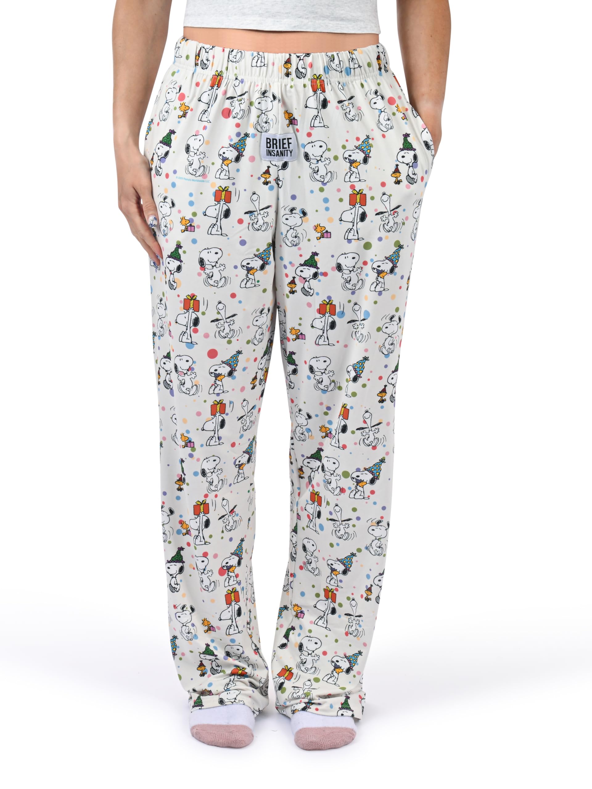 BRIEF INSANITY Snoopy weiche Pyjamahose, bequeme Loungehose mit Snoopy- und Pickleball-/Wohnmobil-/Party-Designs