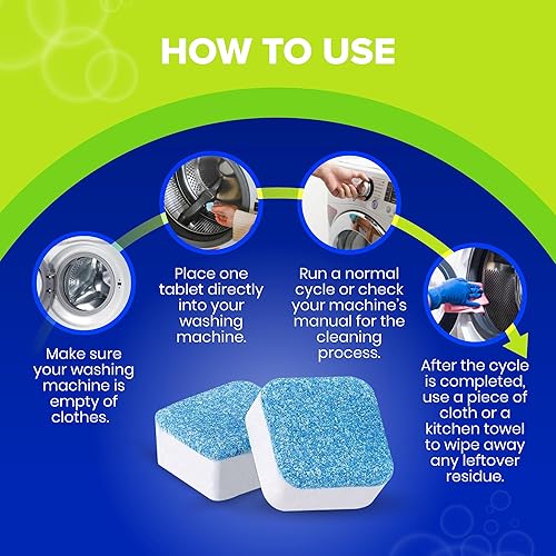 Miniatura 5 de Tabletas limpiadoras para lavadora, paquete de 24 unidades de limpieza profunda para cargador frontal, carga superior y lavadoras HE, ayuda a