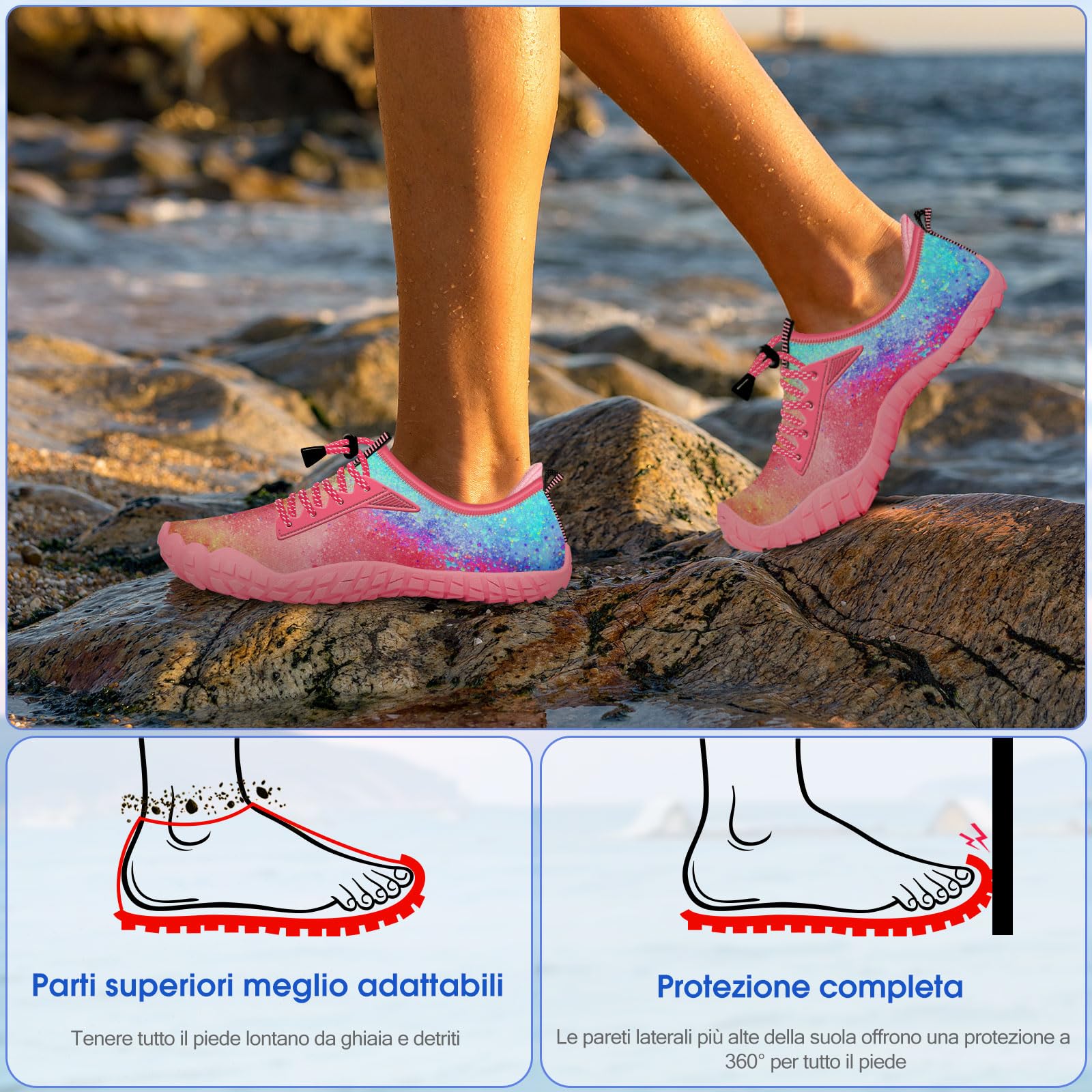 Crova Zapatos de Agua Niños Niñas Respirable Escarpines Secado Rápido Zapatos de Playa Piscina Surf