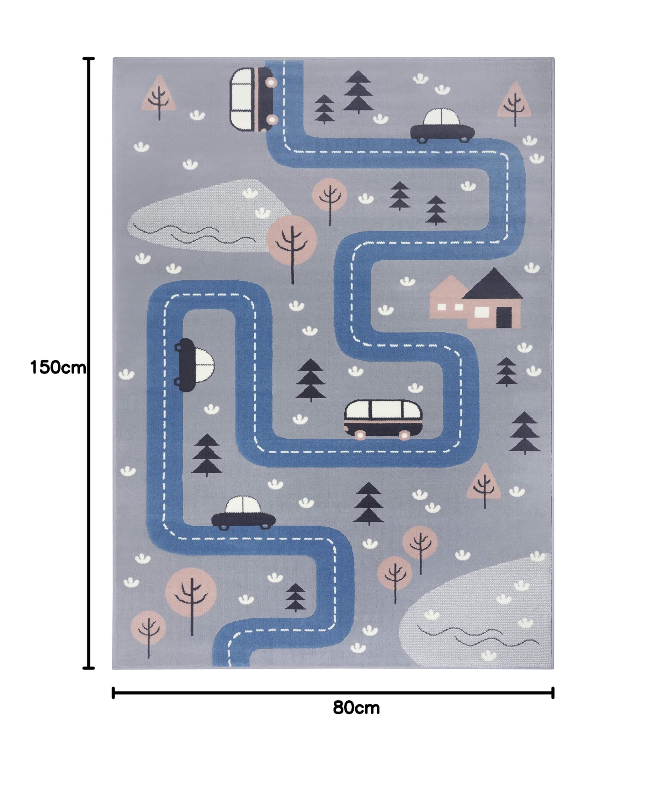 Hanse Home Teppich Kinderzimmer Kinderteppich Dream Street – Junge Mädchen Spielteppich Kurzflor Teppich Modern Spielstraße Straßenmotiv, Weicher Flor, Pflegeleicht - Grau Blau, 80x150cm