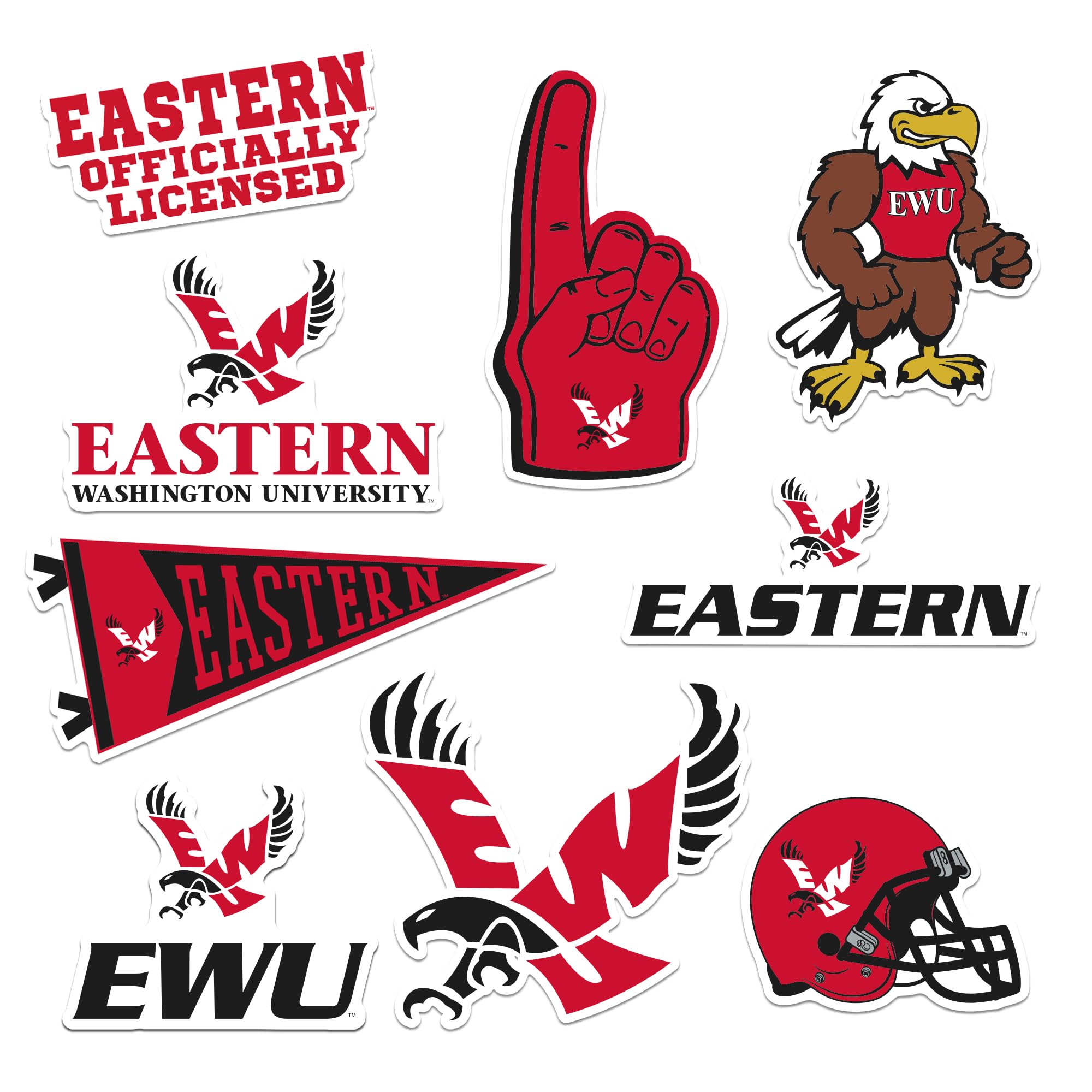 GRAPHICS &amp; MORE Eastern Washington University 8ct Vinyl Large Deluxe Stickers Variety Pack - Laptop, Water Bottle, Scrapbooking, Tablet, Skateboard, Indoor/Outdoor - Set of 8
