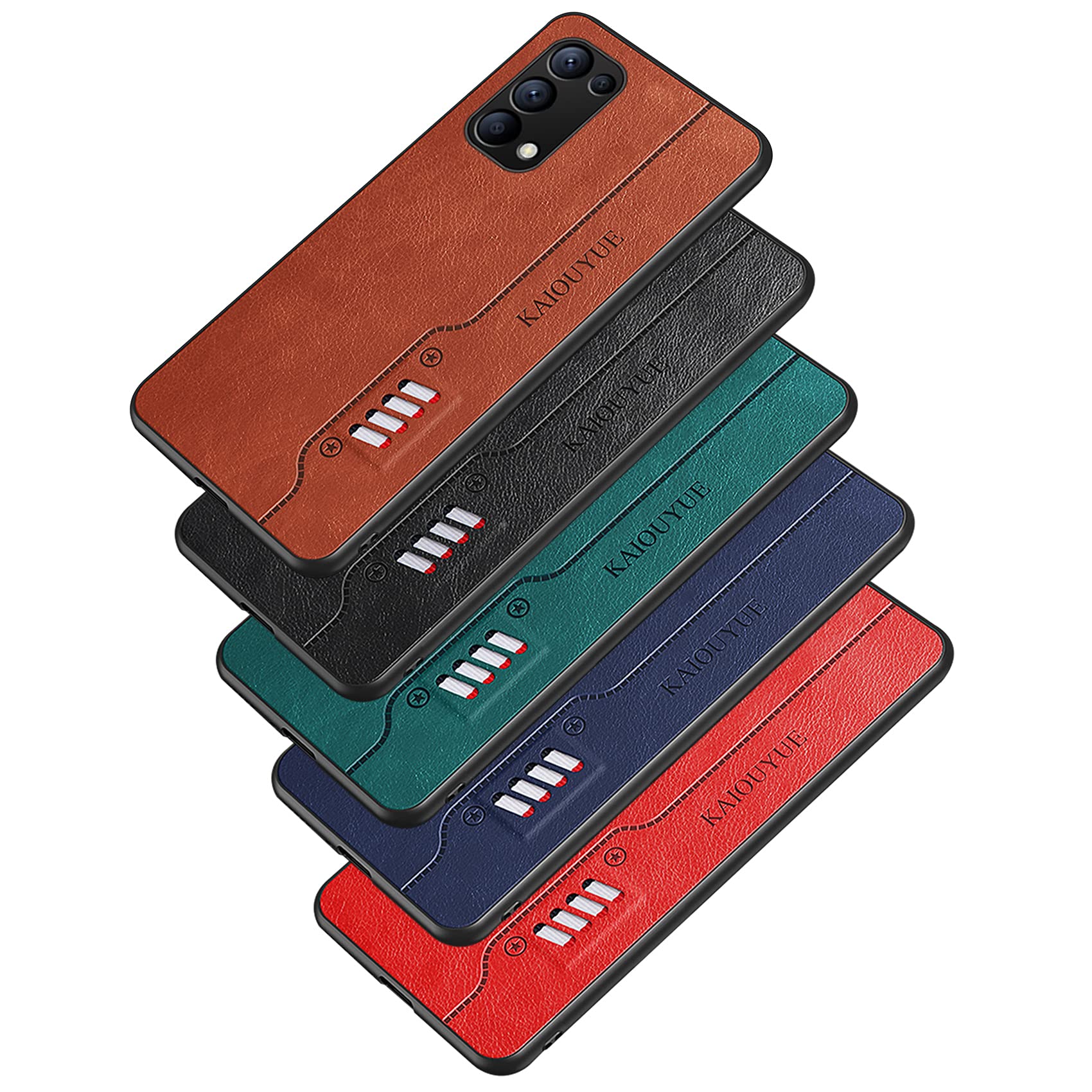 ESTH® Leather Cover per Oppo A74 5G, Custodia Paraurti in PC & PU con Bordo in Silicone Morbido Slim Fit Protettivo, Blu