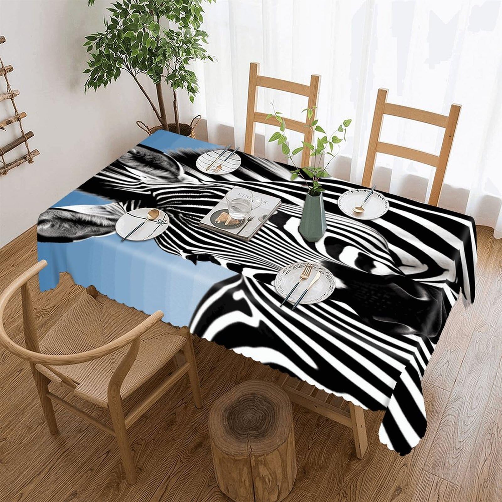 FekiLoot Zebra Tablecloths for Rectangle Tables Wipeable Spillproof Polyester Table Cloth Wrinkle Free Farmhouse Dining Tables Cover Elegant Vintage Decor Tablecover