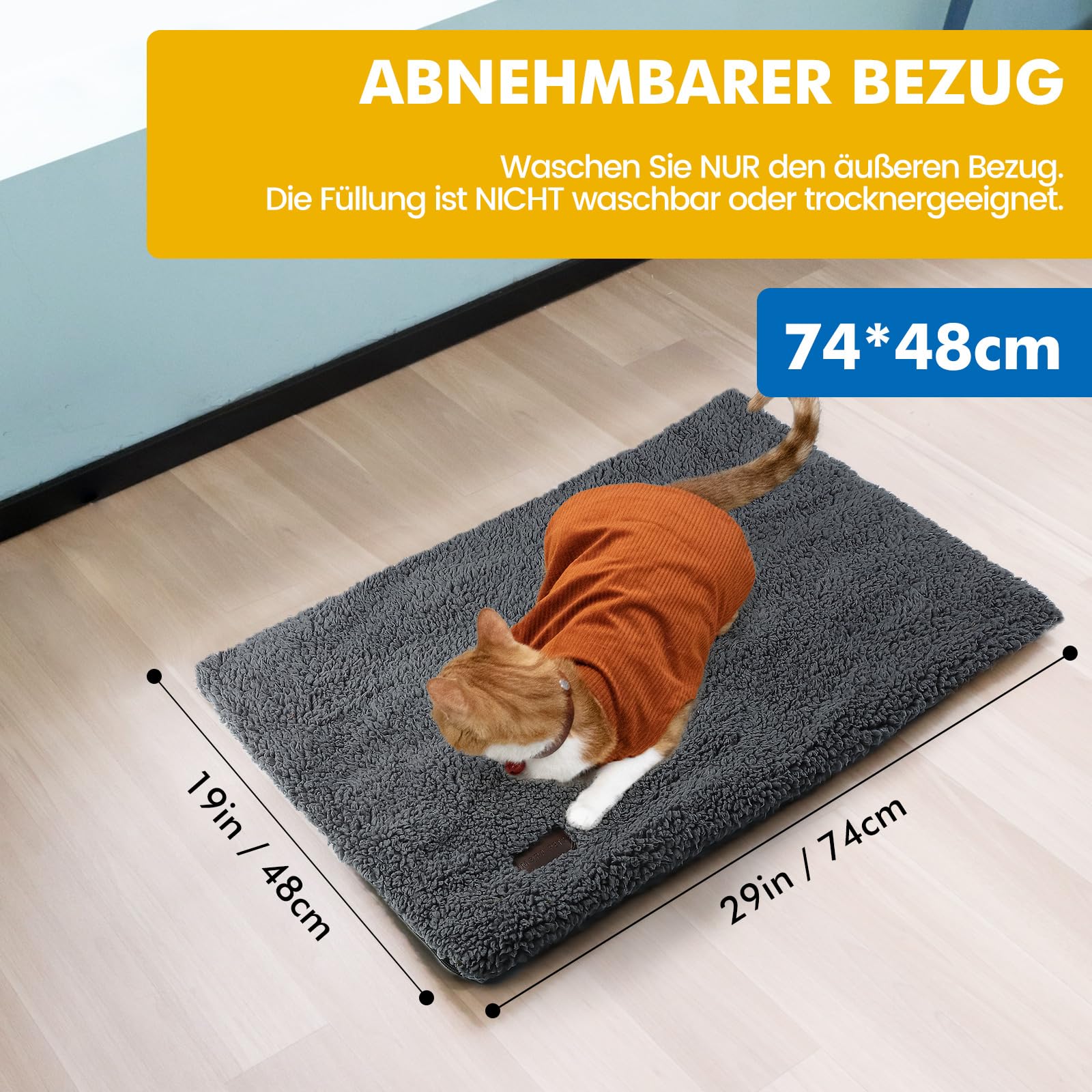 Mora Pets Samogrzewająca Mata Dla Psa Puszysta Samogrzewający Koc Dla Kota i Psa Ultra Cichy Bez Zasilania Podkładka Grzewcza z AntyPoślizgową Podstawą 74x48 cm