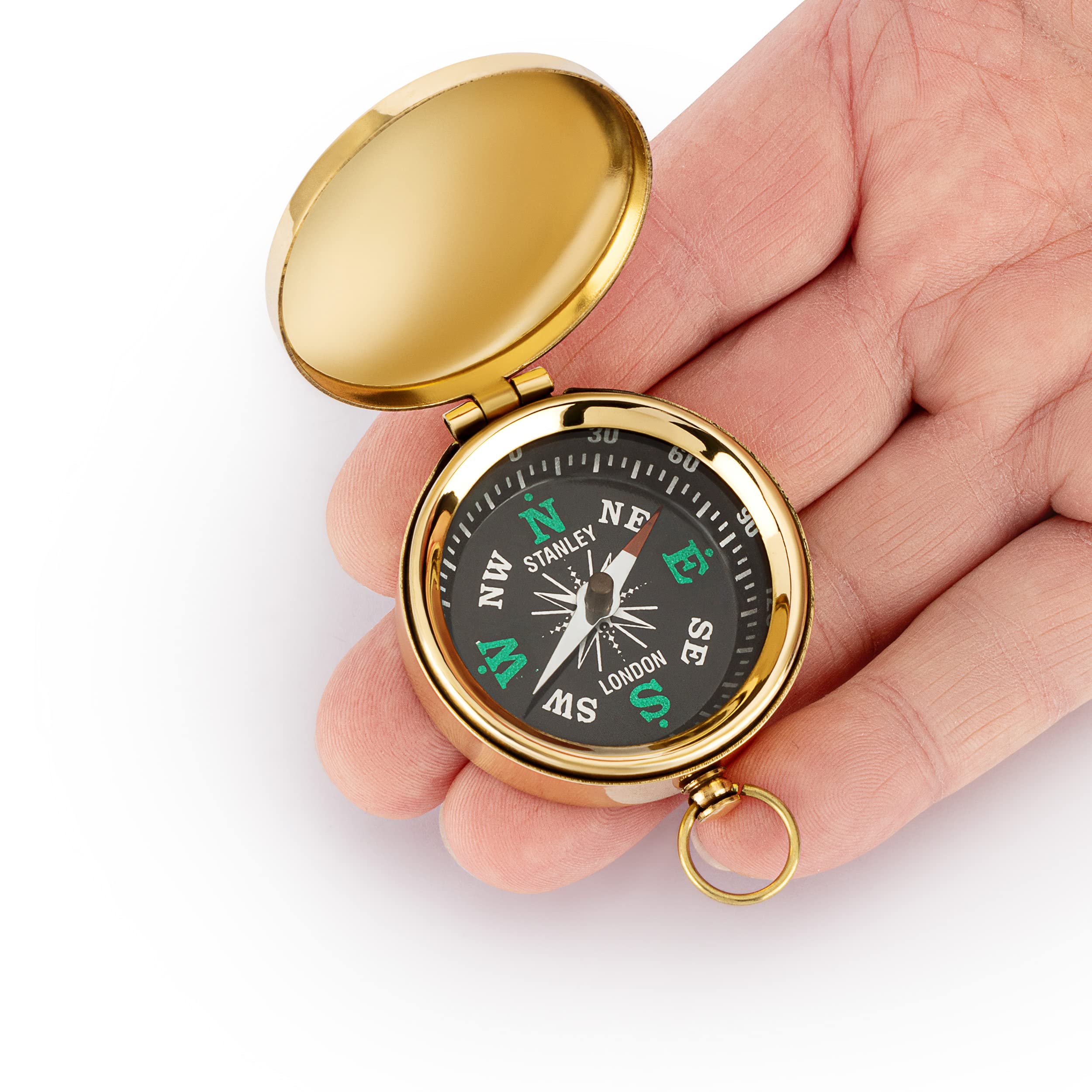 NKlaus Maritime Compass 4.5 cm with Lid and Ring Made of Brass Gold Pocket Compass 11654 - Image 2