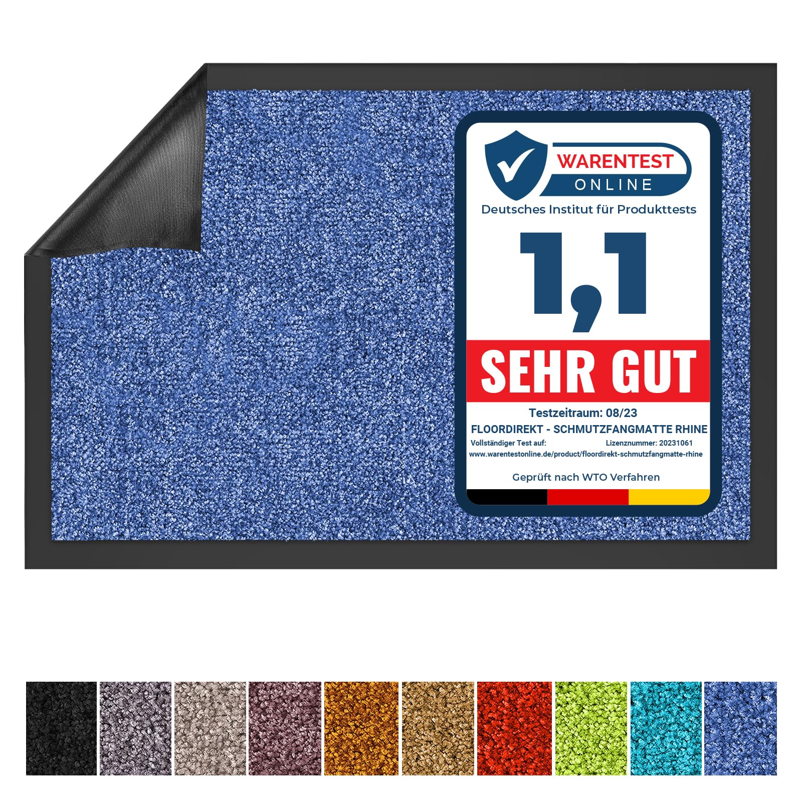 Floordirekt Schmutzfangmatte Rhine - waschbare & leistungsstarke Fußmatte - Sauberlaufmatte mit Rutschfester Rückseite - Türmatte für den Eingangsbereich