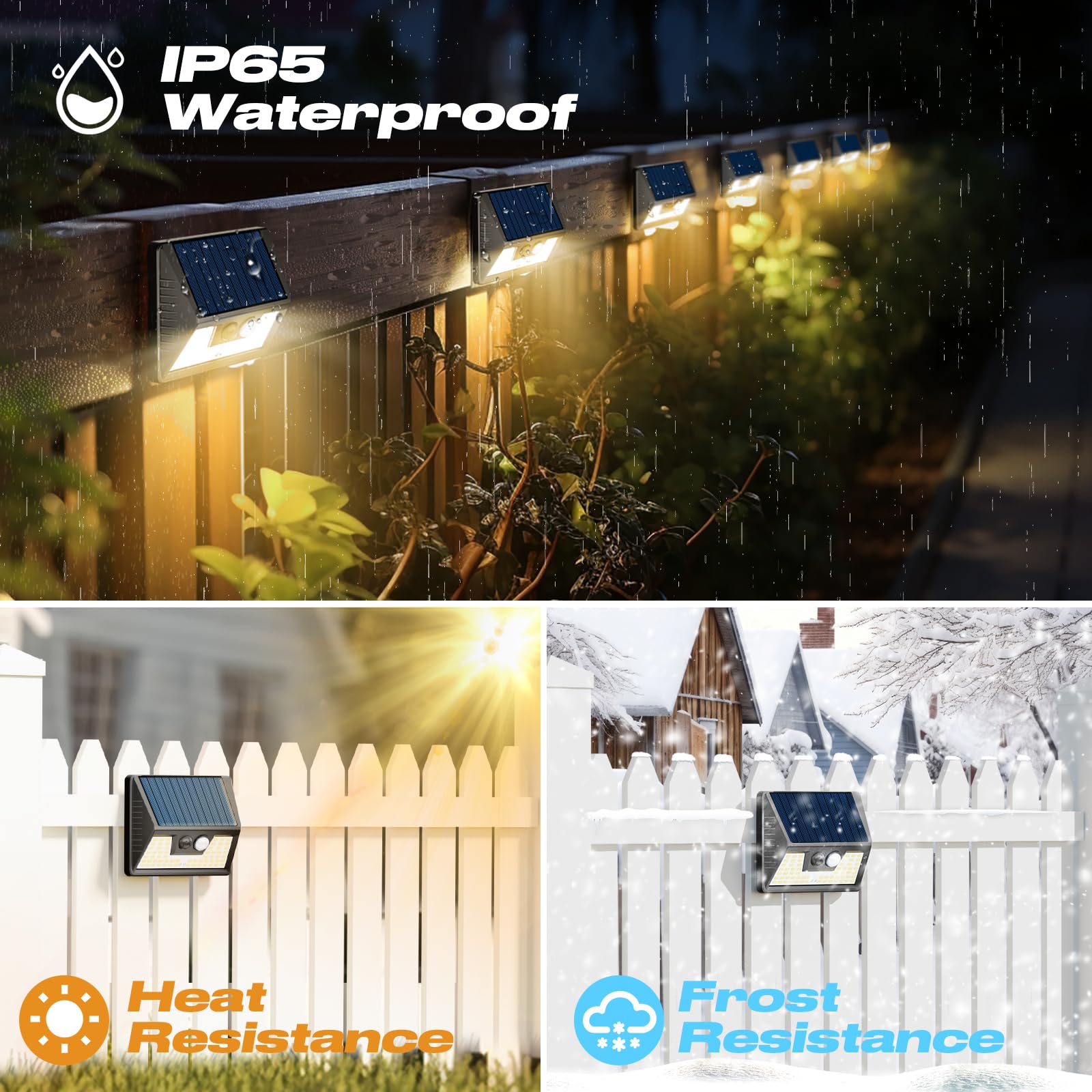 nipify Faretto Led da Esterno Solare，8 Pezzi Luce Solari Esterno con Sensore di Movimento, 3 Modalità Impermeabile Faretti Solare per Giardino, Cortile, Patio, Garage, Parete (Bianco Caldo)