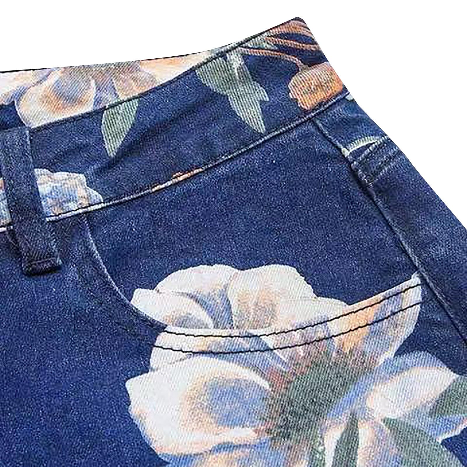 Pantalones vaqueros elásticos para mujer, pierna ancha, con estampado, cintura alta, versátiles, largos, cómodos, informales, de senderismo, tallas grandes, pantalones deportivos sueltos, ligeros con