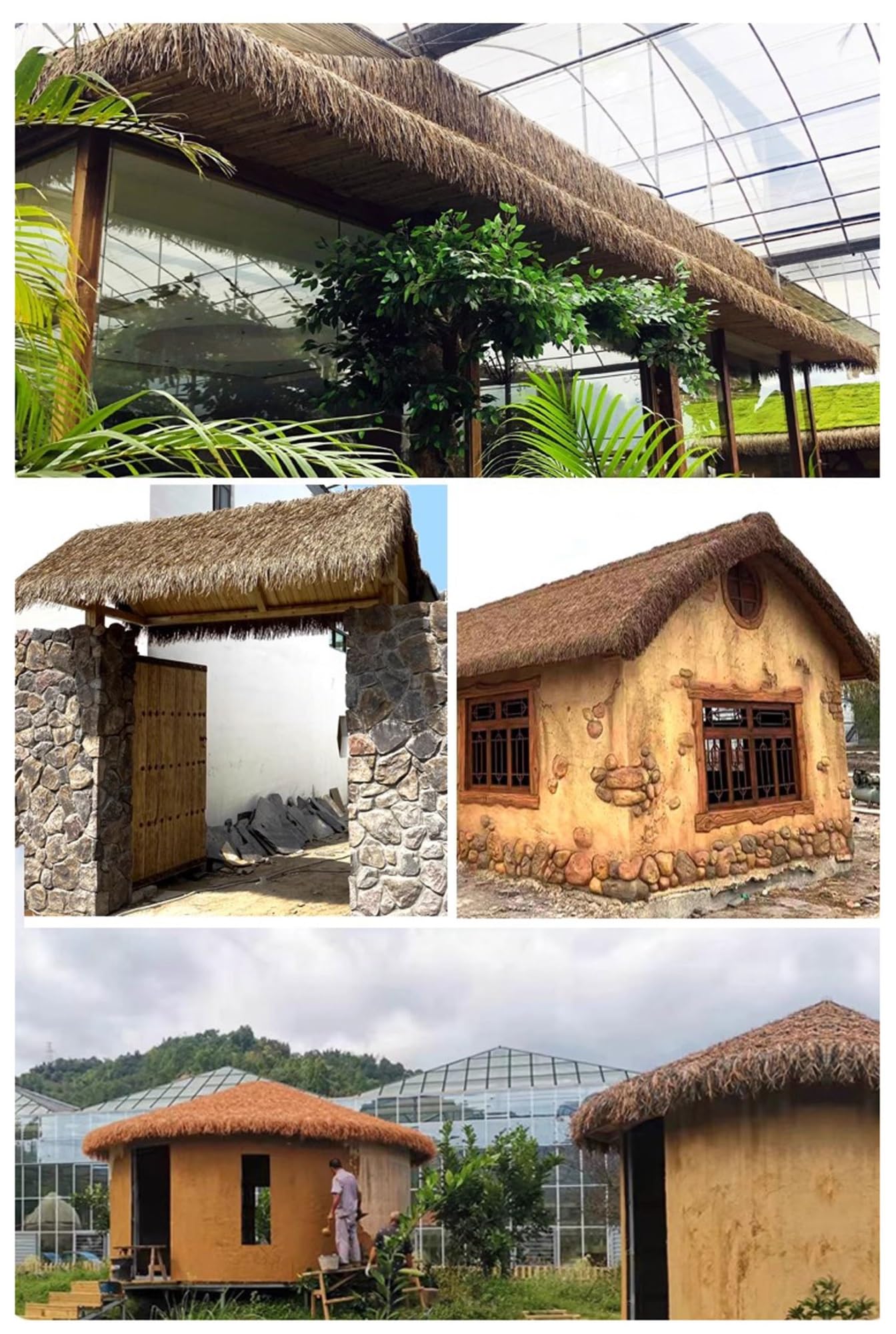 Toit De Paille En Herbe Chaume De Palmier Synthétique Pour Toiture De Paillote, Bar Tiki Ou Parasol De Jardin, Idéal Pour Ambiance Plage, Facile À Poser Artisanat De Bricolage D'art Commercial(0.5m x