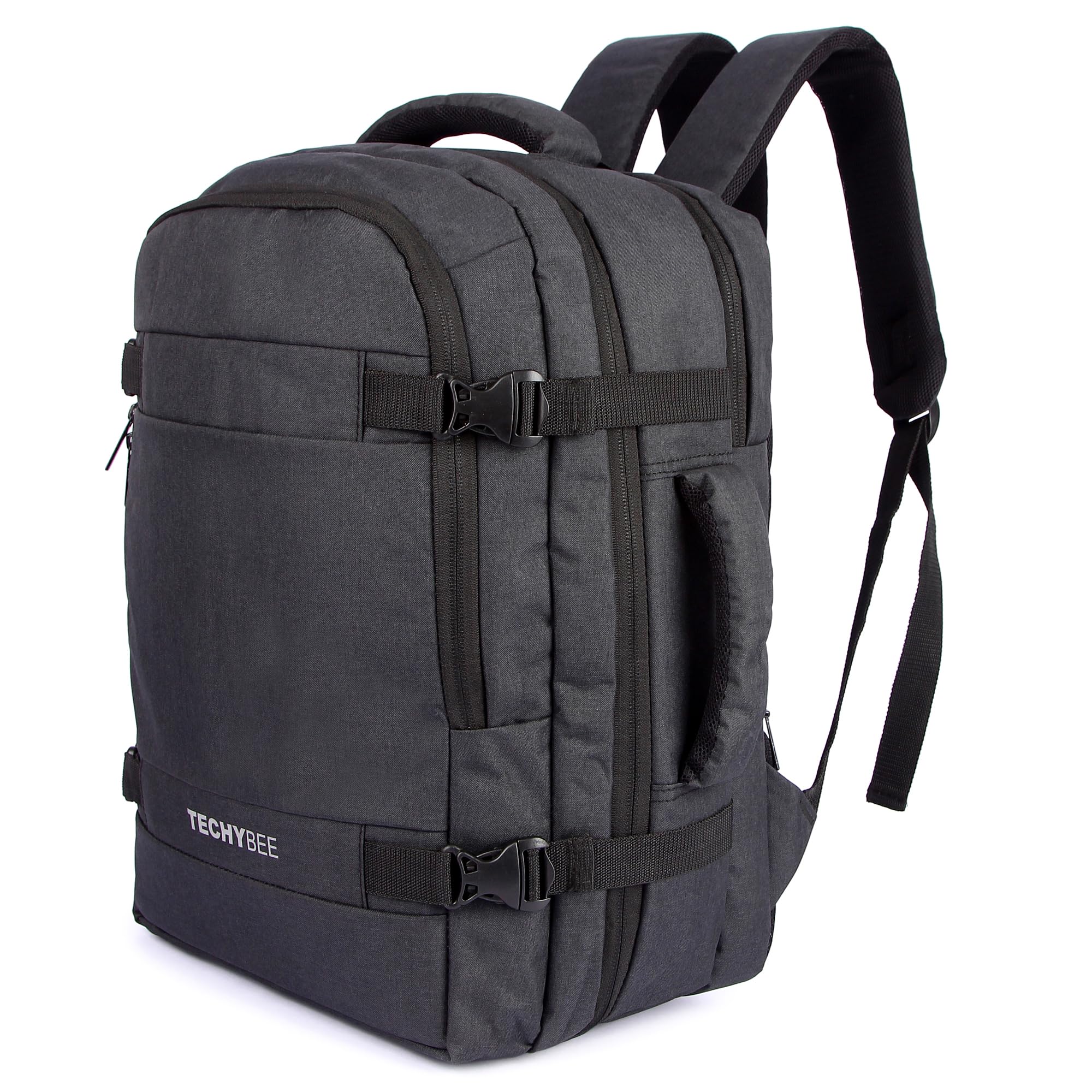 TECHYBEE 45 L Expandable Travel Backpack – Flight Approved Carry On Weekender Bag with 16-Inch Laptop Compartment – Anti-Theft Large Business & College Daypack (Black)-picture-21