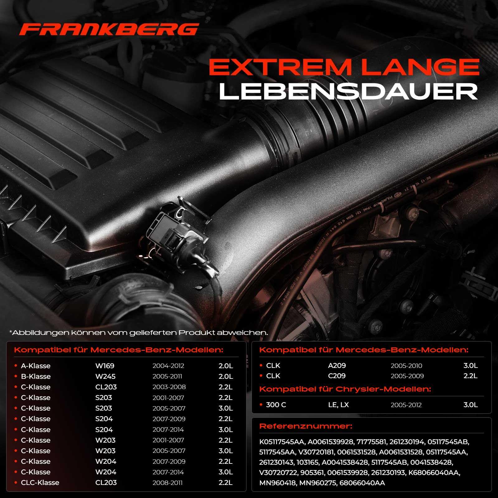 Frankberg Ladedruck Sensor 4-Polig Kompatibel mit C-Klasse W204 C200 C350 C220 C300 C320 2.1L-3.0L 2007-2014 E-Klasse W212 E350 E300 3.0L 2009-2016 Replace# 68066040AA