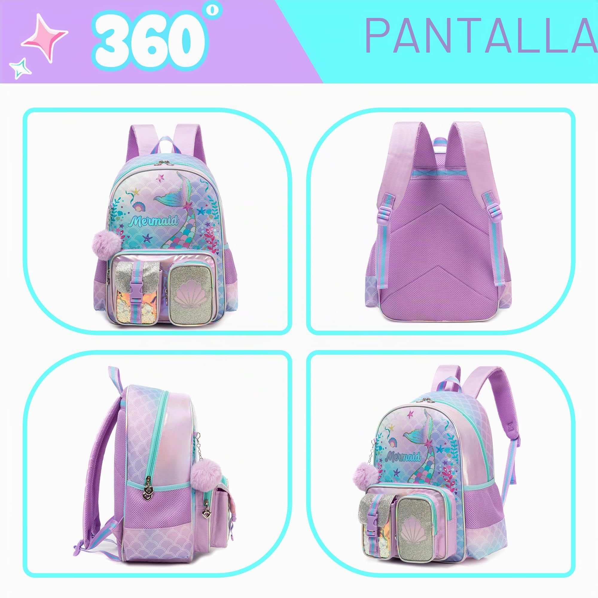 HTgroce Mochila Escolar Trolley Niña,Mochilas Escolares con Ruedas Mochila Escolar Primaria con 6 Ruedas Trolley Multi-Bolsillos Diseño Mochila