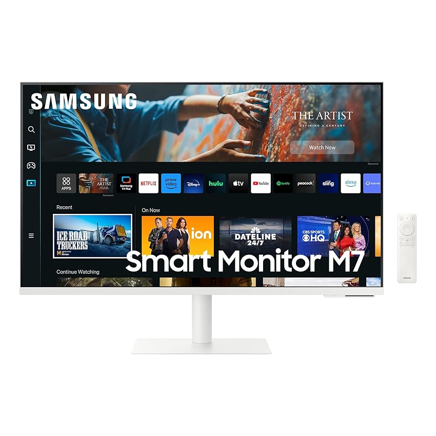 Immagine del prodotto Samsung Smart Monitor M7 (S32CM703), Flat, 32'', 3840x2160 (UHD 4K), Smart Hub (Amazon Video, Netflix), Gaming Hub, Airplay, Mirroring, Office 365, Casse Integrate, WiFi, HDMI, USB TypeC, Bianco