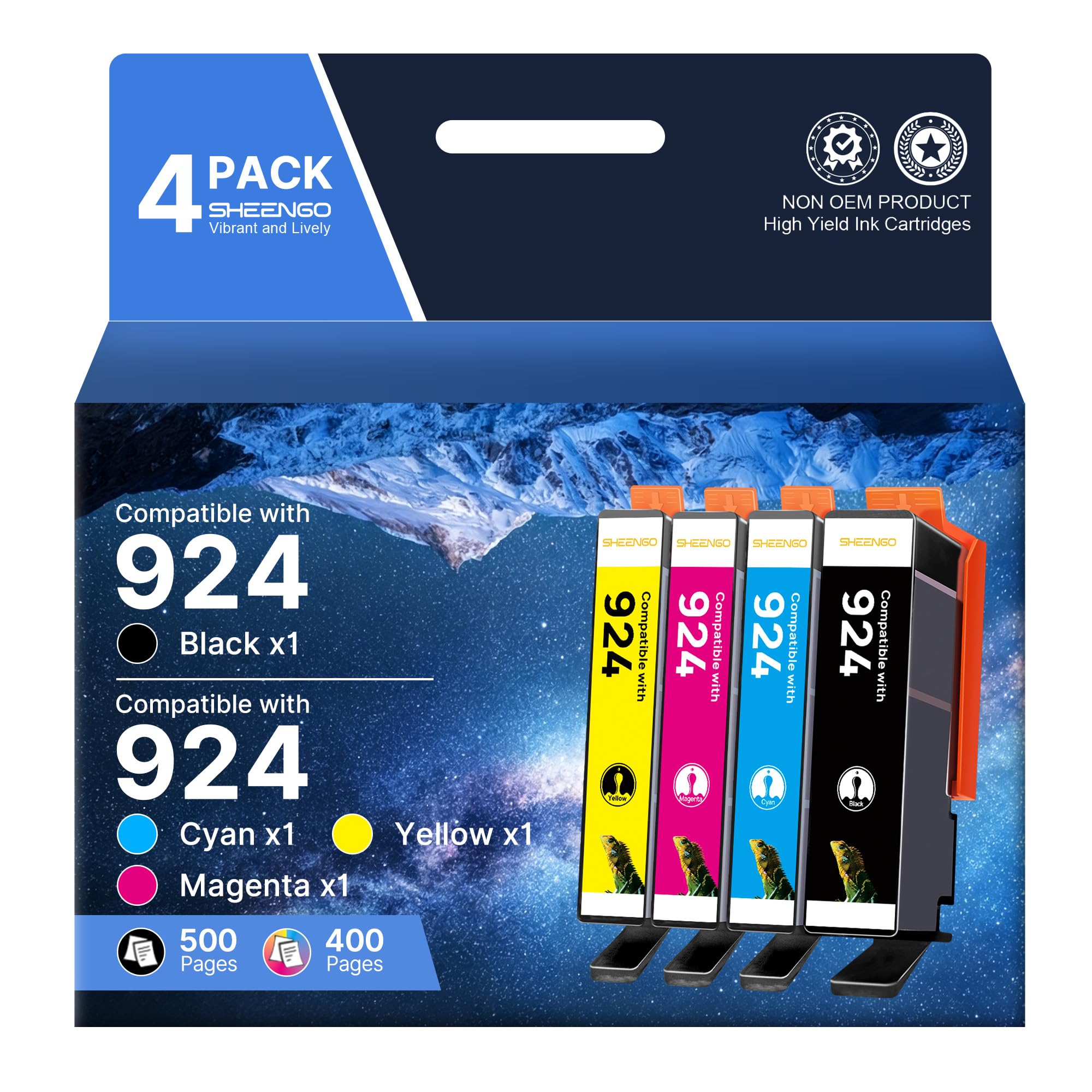 924 cartouches compatibles avec HP 924 pour HP Officejet Pro 8122e cartouches 8132e 8120e 8130e 8124e 8125e 8135e 8120 8123 8128e 8130 8133 8134e 8138e (noir) Cyan Cyan Magenta Magenta Gelb, 4Lot de 2