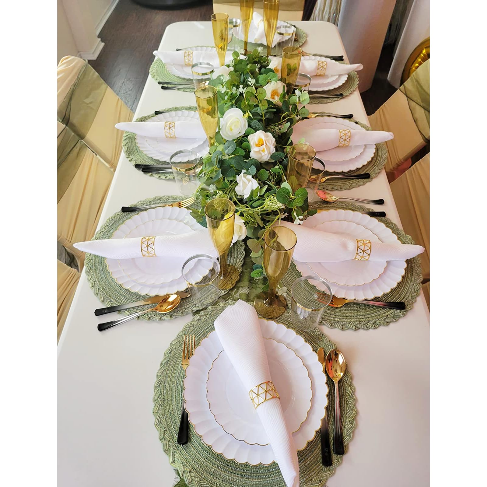 Set di 100 portatovaglioli in metallo dorato traforato, portatovaglioli in metallo, per cena, banchetti, tovaglioli, decorazione da tavolo per il Ringraziamento, Natale, Halloween, vacanze