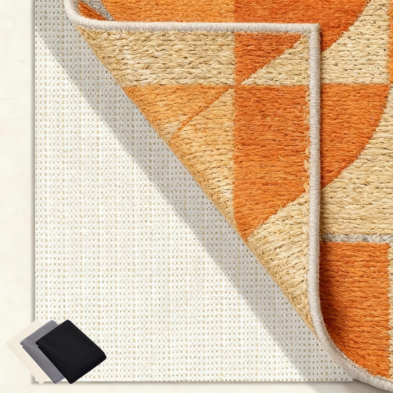 Sottotappeto Antiscivolo 225 x 230 cm Riutilizzabile, Inodore, Tagliabile, Lavabile e Personalizzabile Nelle Dimensioni, Tappetino Antiscivolo in PVC Perr Moquette, Bianco