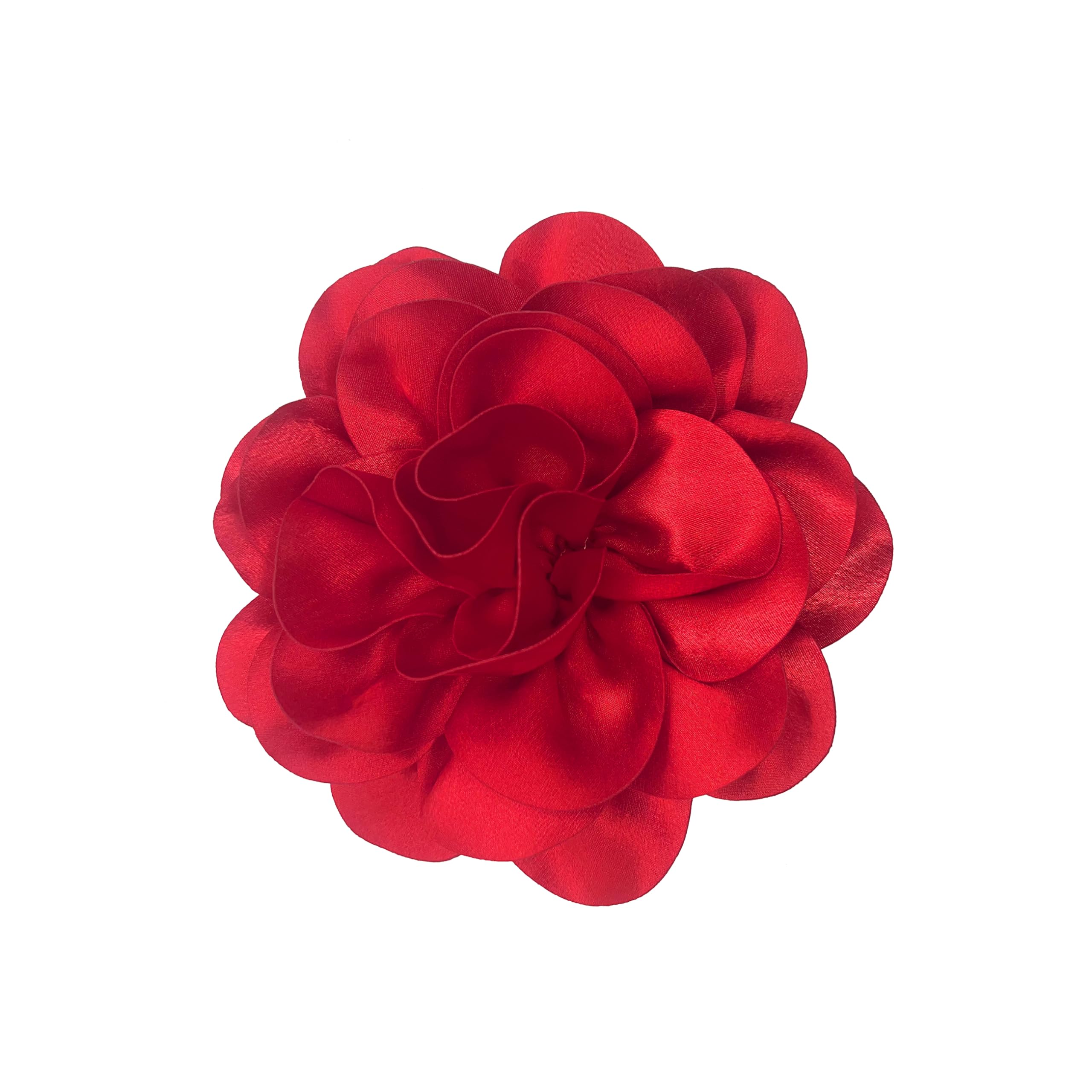 Dainty Fabric Rose &amp; Camellia Flower Oversized Brooch Pins &amp; Hair Clip - Large Lapel Pin, 4.3in/7.5in