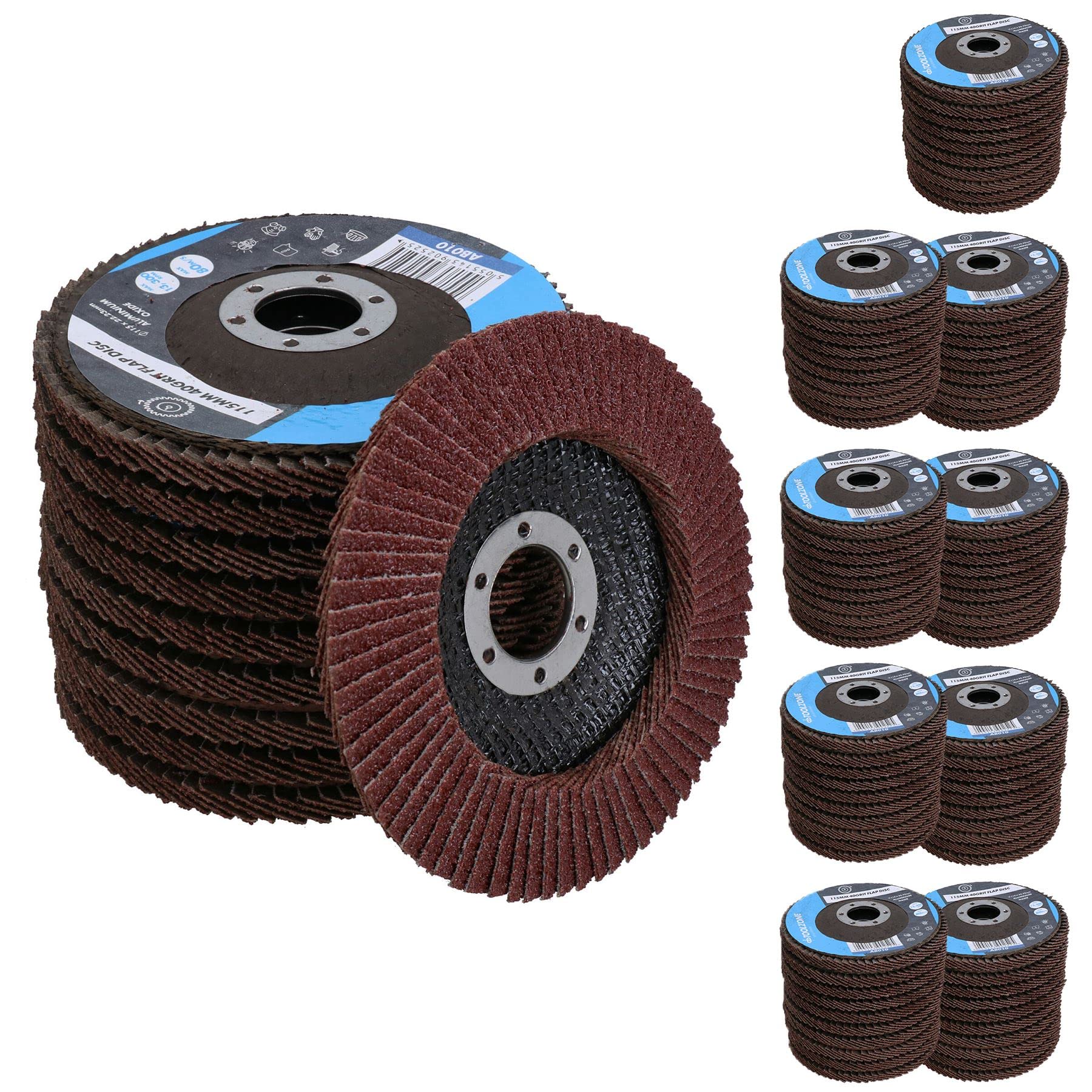 Ab Tools 40 Grit Coarse Flap Sanding Grinding Discs For 4.5” (115Mm) Angle Grinders 20Pk