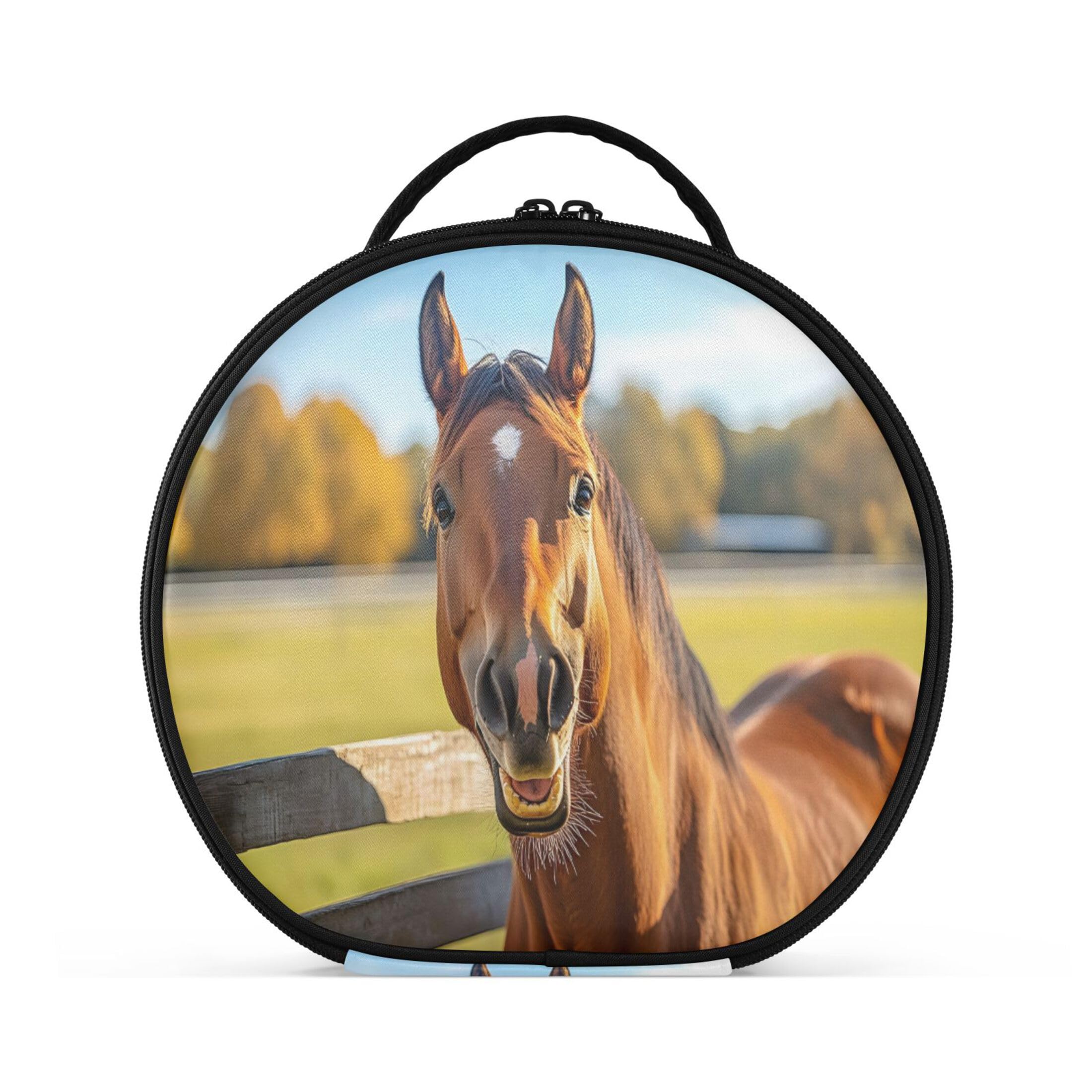 Takiito Funny Horse Travel Makeup Case Portable Makeup Box Artist Cosmetic Case Organizer With Adjustable Dividers