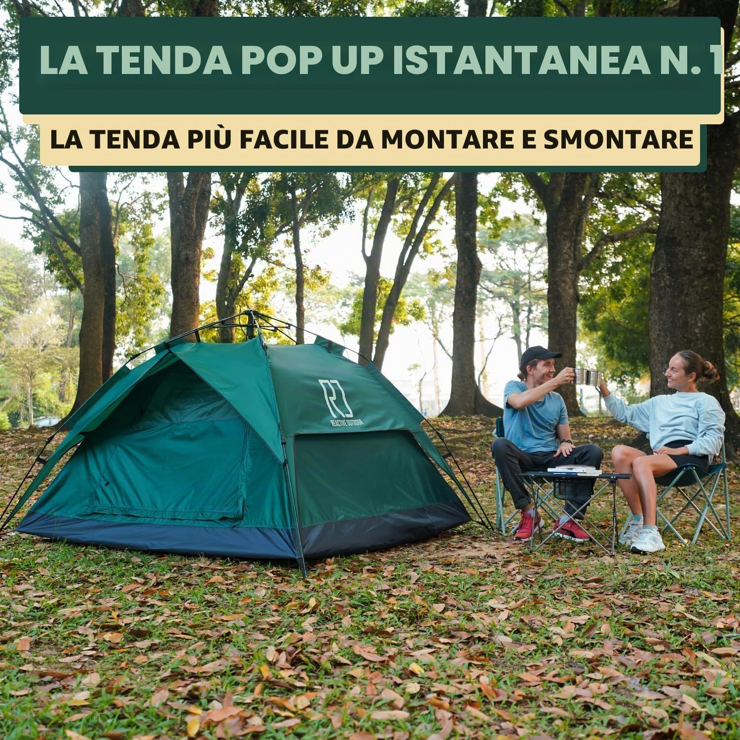 REACTIVE OUTDOOR Second 3 Sec Instant Pop Up 2-3 Easy And Quick 1 Person Setup Waterproof Double Layer Outdoor Camping Tent, Tenda Unisex