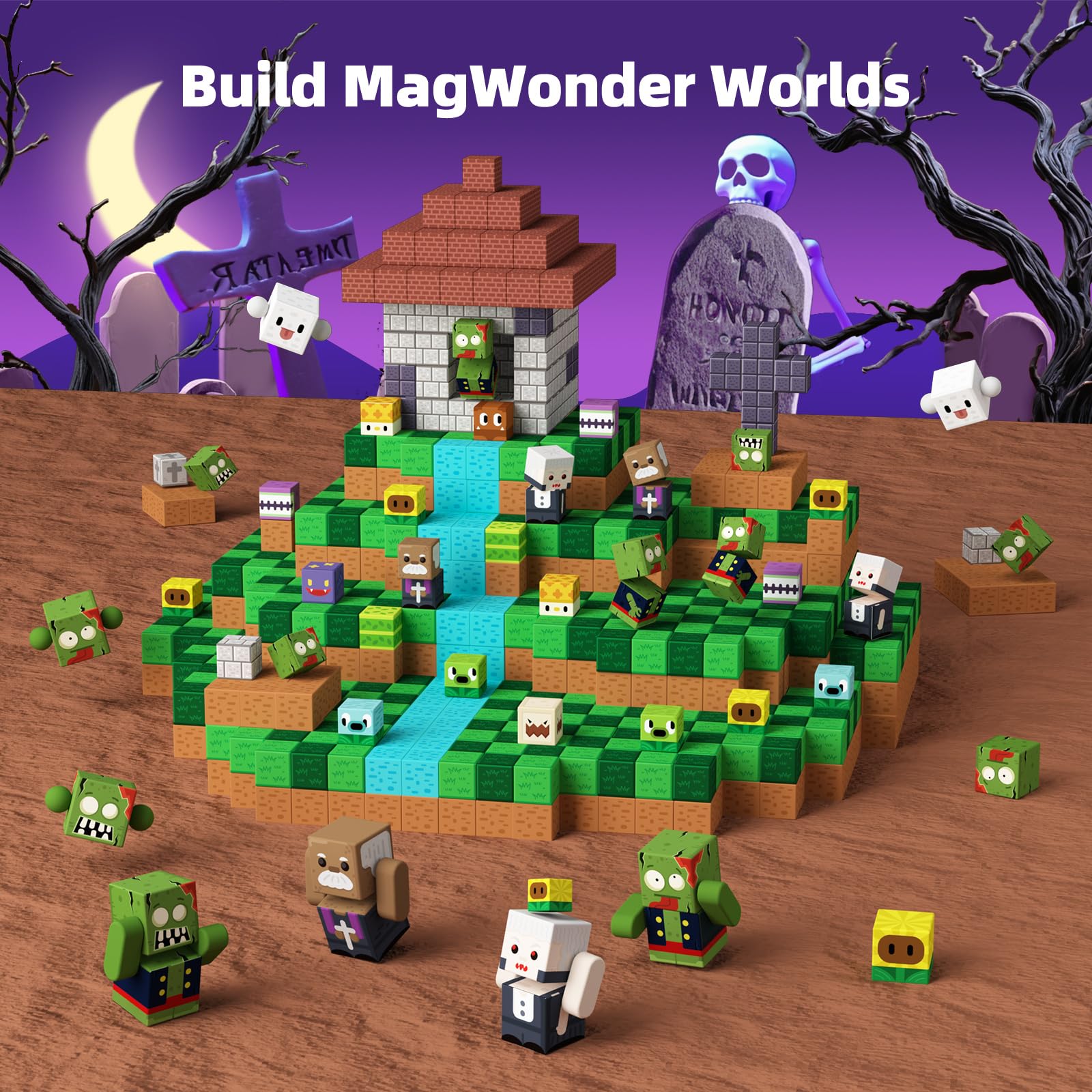 GobiDex Blocchi di Costruzioni Magnetiche per Bambini 100 Pzi, Blocks di Zomblock, Giocattoli Educativi per bambini, Regalo per Bambini e Bambine dai 3-10 Anni