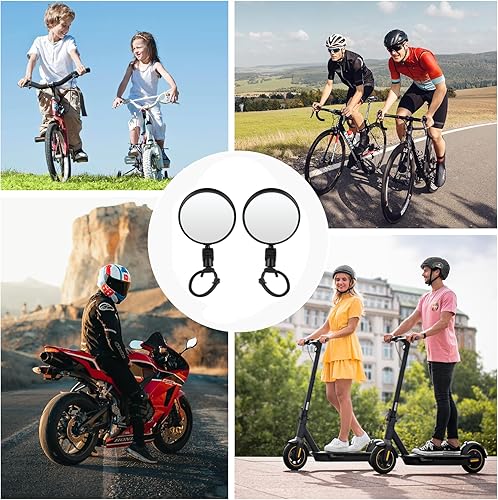 Miniatura 7 de Cosmos Espejo retrovisor de bicicleta de vidrio HD Convexo Espejo giratorio ajustable de 360 grados para manillar de bicicleta, espejo de seguridad