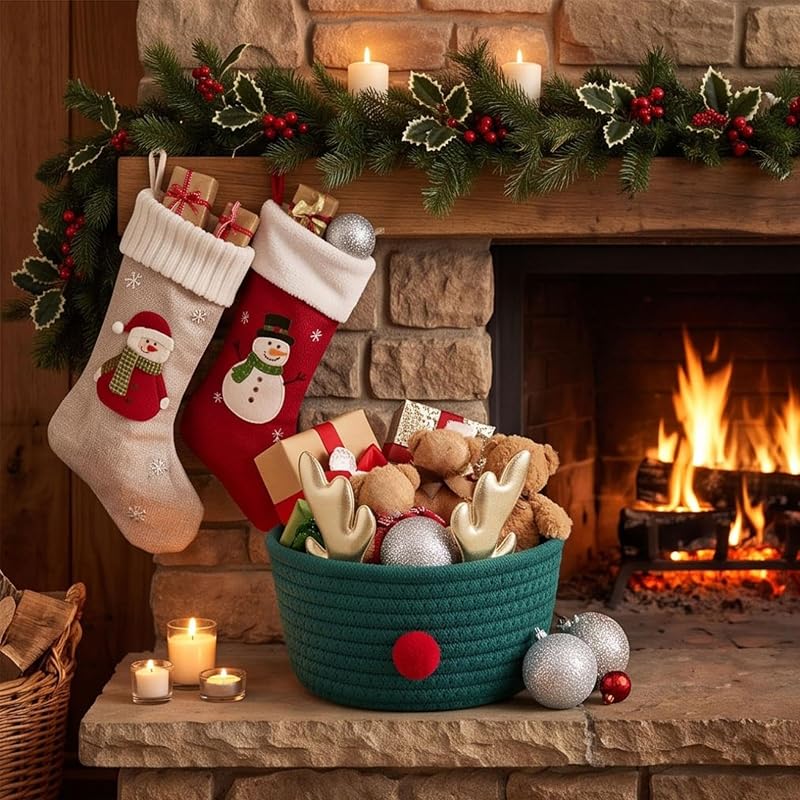 Aufmer Christmas Storage Basket Reindeer Dcor Vintage – Keeps your small items neatly contained this basket