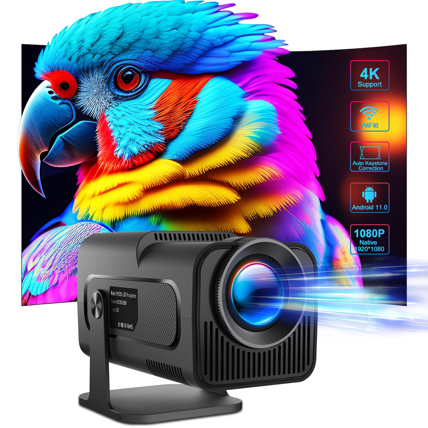 Alwtniet Wifi6 Bt 5.0 Mini Projector Smart Full Hd 1080P Android 11 Projector Support 4K Outdoor Projector With 390 Ansi 10000 Lumens,180° Rotating Projector For Cellphone/Notebook/Tv Stick,Black (B0CR76TG3K) Amazon Price History, Amazon Price Tracker