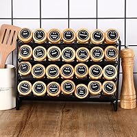 Vista 5 de DIMBRAH Tarros de especias con etiqueta, 24 unidades, recipientes de condimentos, tarros de especias de vidrio con tapas de bambú, artículos