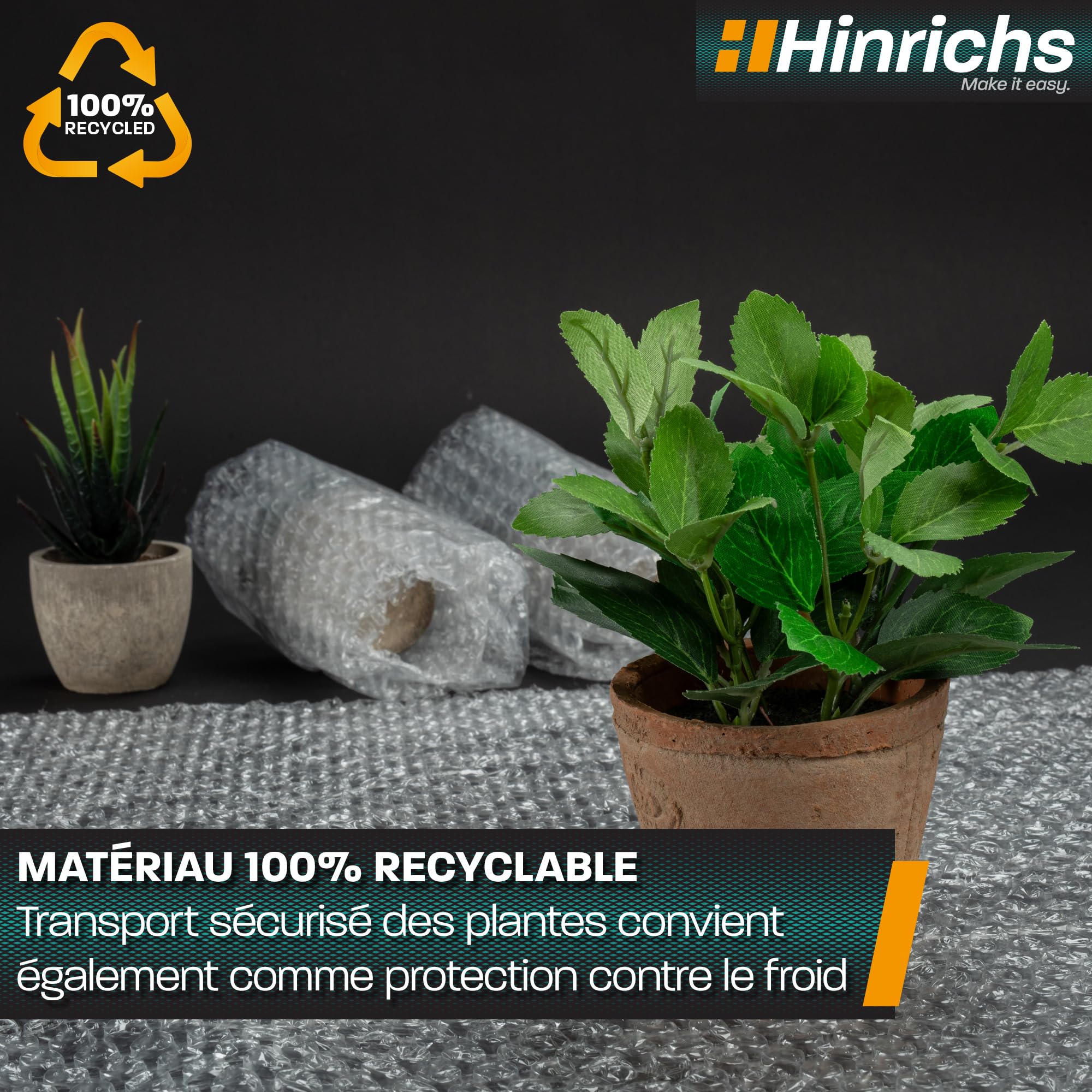 Hinrichs Rouleau de Papier Bulle 10m x 40cm Emballage Déménagement Recyclable