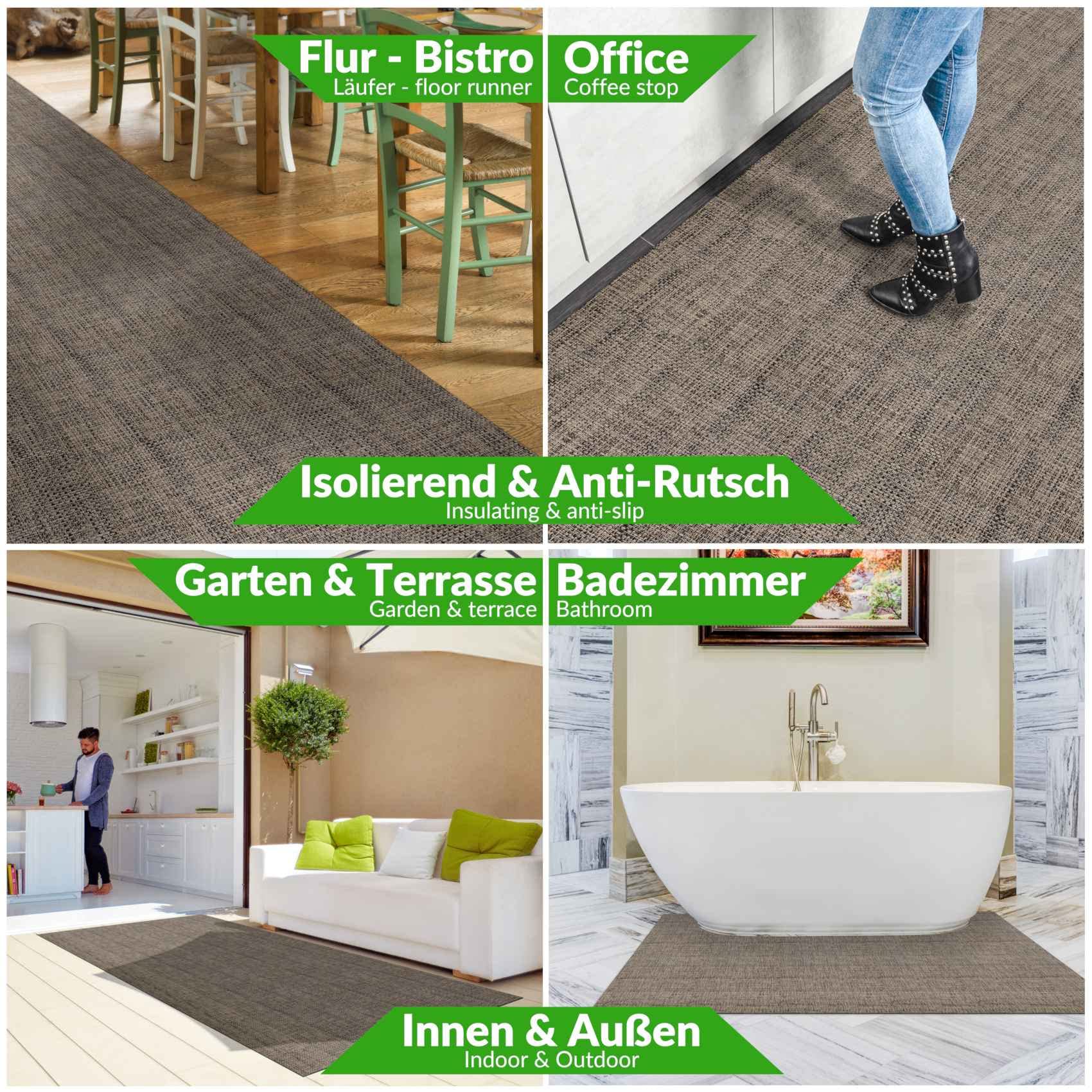 ANRO Tappeto passatoia per interni ed esterni, impermeabile, per balcone, terrazza, corridoio, resistente alle intemperie, marrone, lavabile, 350 x 100 cm