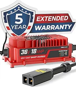 FORM 36 Volt Golf Cart Battery Charger for EZGO TXT Golf Carts with D-Style Plug - 36V 18AMP Lead Acid Battery Charger - Waterproof Design