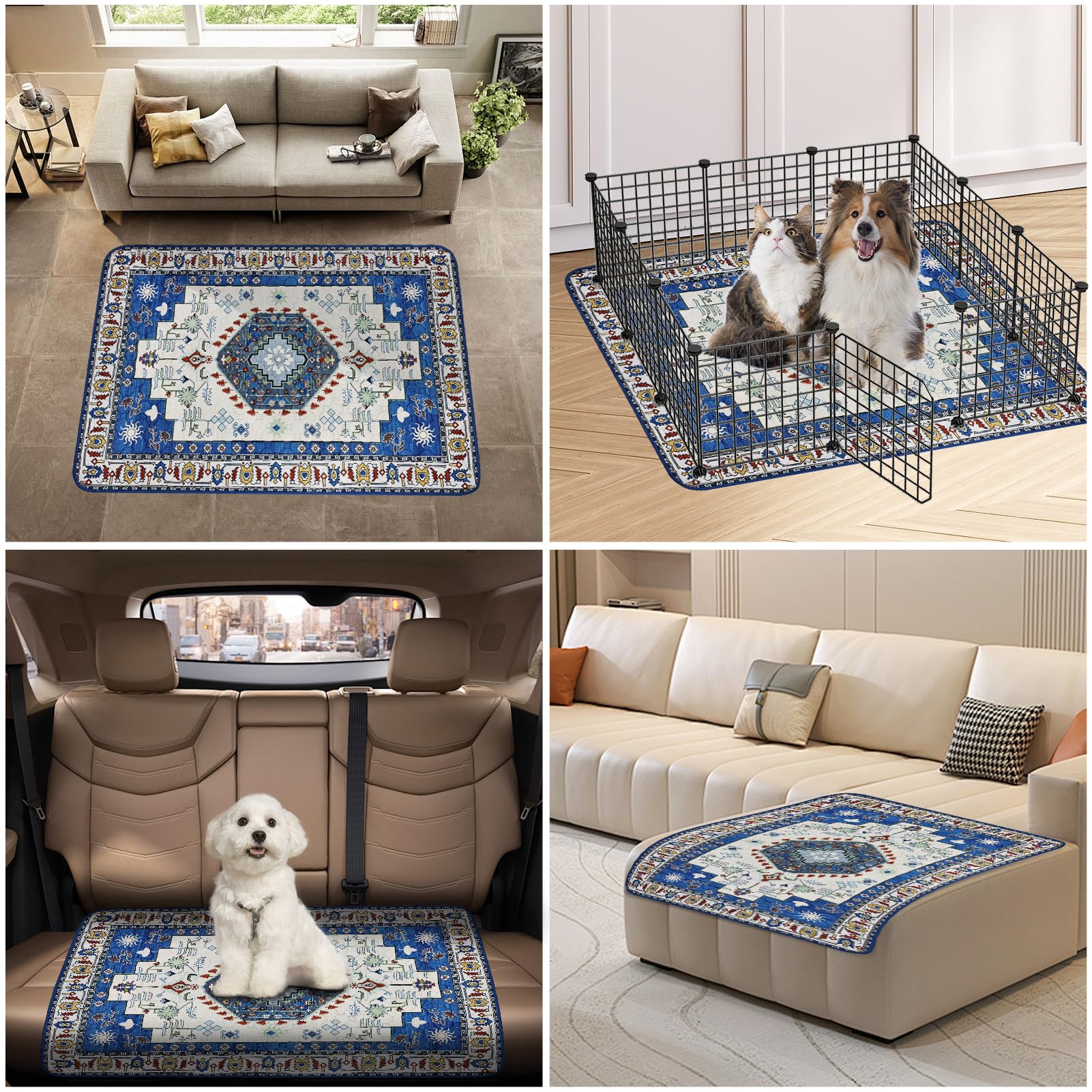 2 Almohadillas absorbentes Lavables para Perros, con feromonas, 122 x 92 cm | Almohadilla reutilizable mejorada para cachorros, almohadillas de entrenamiento para mascotas superabsorbentes e impermeables