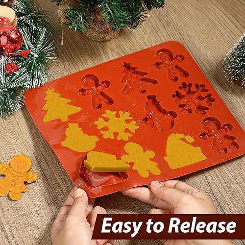 Miniatura 5 de Moldes de galletas de Navidad, 2 moldes de silicona para galletas de Navidad, molde para pastel de Navidad, 12 cavidades, hombre de jengibre, árbol