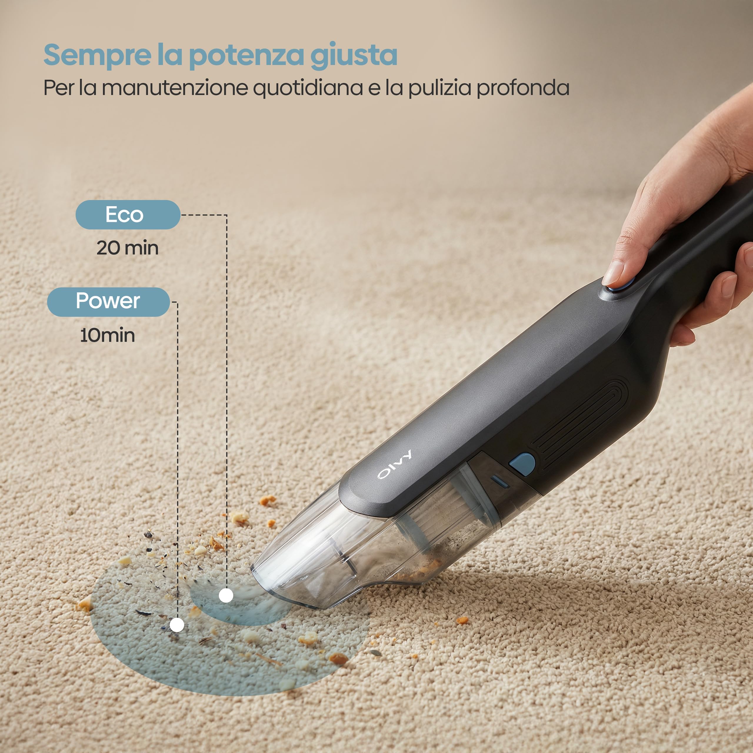 Potente aspirapolvere portatile senza fili con 2 velocità per peli di animali domestici, mini aspirapolvere portatile per auto e casa, batteria a lunga durata, filtro HEPA lavabile, accessori multipli