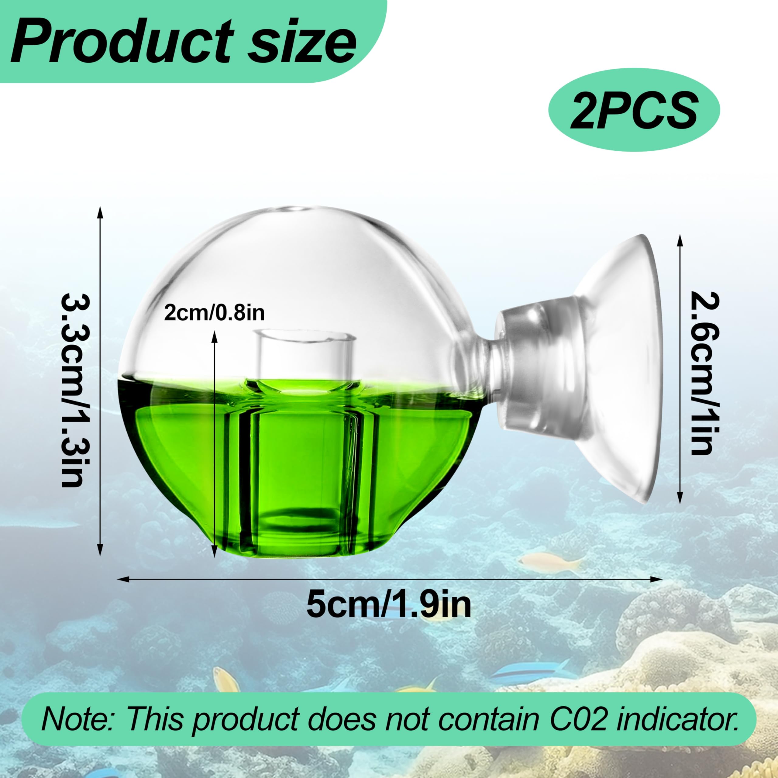 CO2 Tester akwarium z przyssawką CO2 Tester CO2 do akwarium Akwarium Drop Checker do akwariów słodkowodnych Właściciele plantacji 2 szt