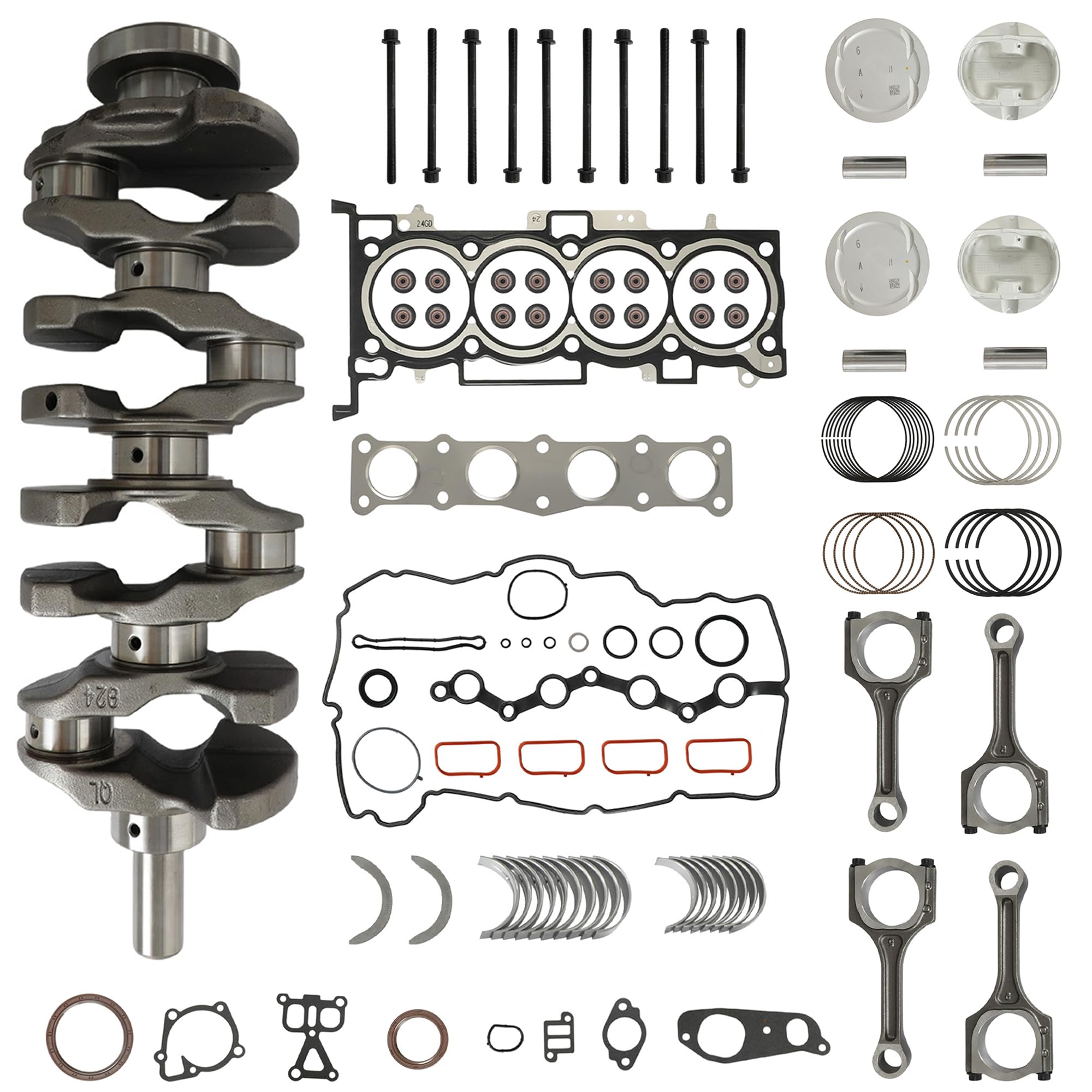 Photo 1 of G4KE 2.4 Overhaul Rebuild Kit with Crankshaft Pistons & Con-Rod Fit For Hyundai Azera Grandeur Santa Sonata Tucson Kia Cadenza Forte Optima Sportage Sorento 2.4L 2007-2020 Replace#234102G200