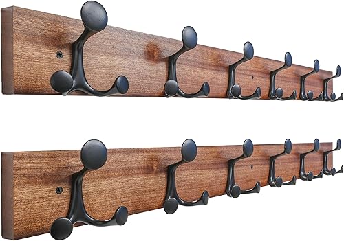 Miniatura 51 de SKOLOO Perchero de madera blanca de 17 pulgadas con 3 ganchos triples, ideal para entradas familiares, aulas y almacenamiento de suministros para