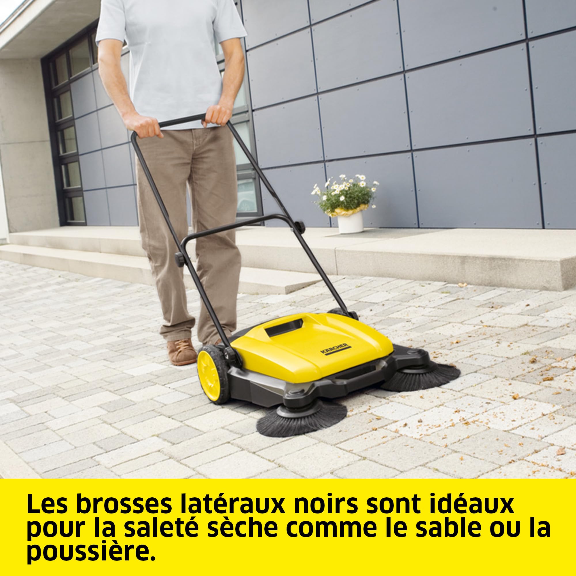 KÄRCHER La balayeuse S 3 Twin 2 en 1, Largeur de Travail : 650 mm, Jusqu’à 1 800 m²/h de Surface, bac à déchets : 16 l, Poids : 9,7 kg, 2 brosses pour saletés sèches, 2 brosses pour saletés humides