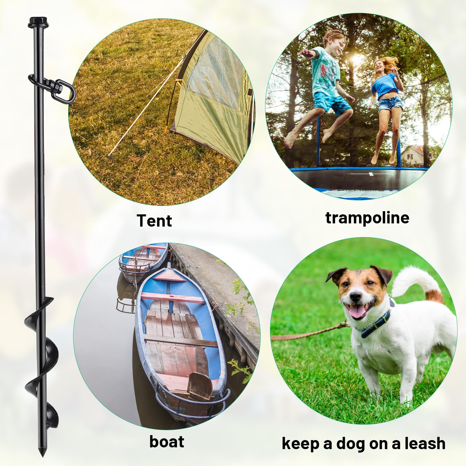 SWAWIS 4 Pièces Ancrage au Sol Piquet de Fixation Ancrage Trampoline Acier Piquet de Tente Sardines de Fixation pour Tentes, Auvents, Abris, Abri de Jardin