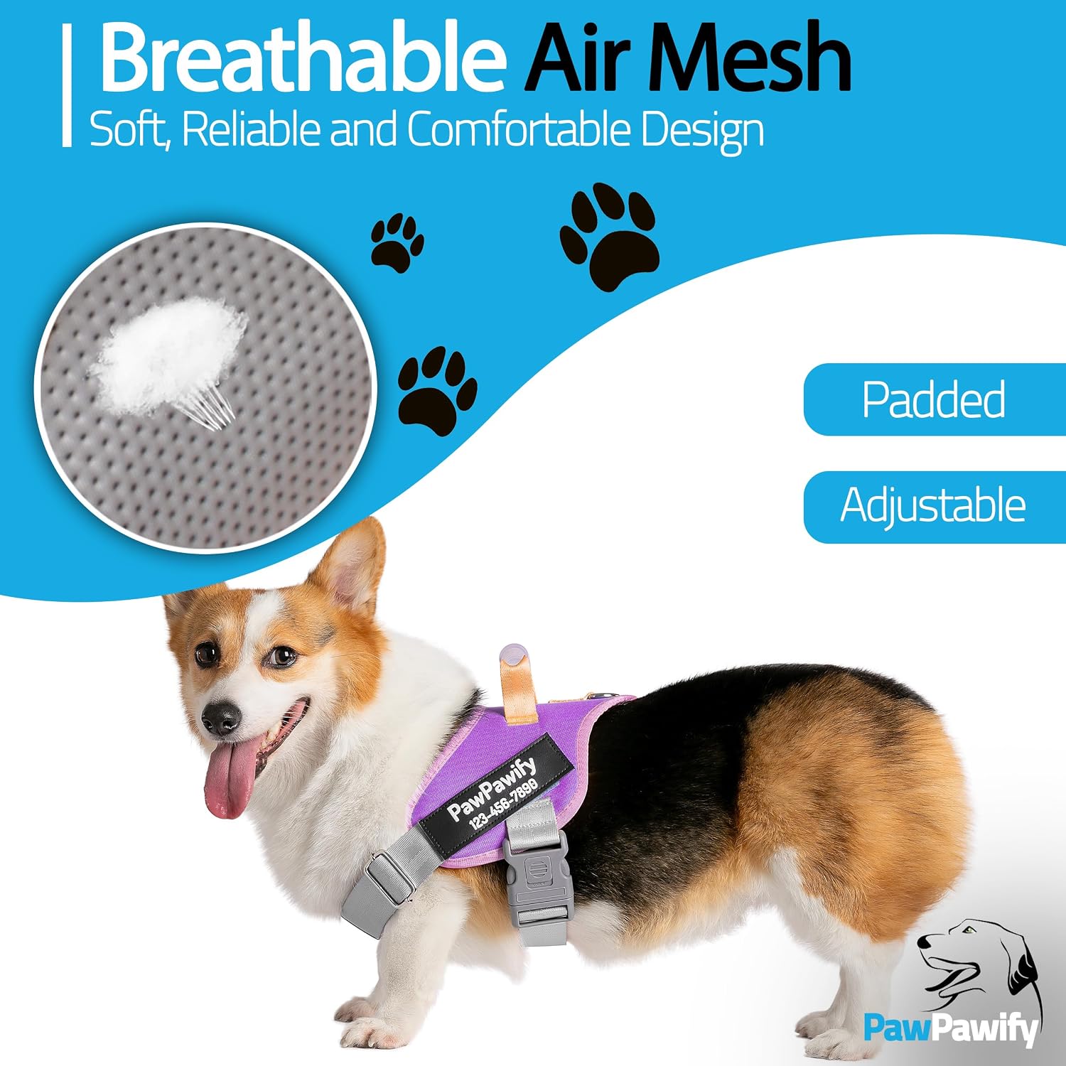 Custom No Pull Dog Harness with Name and Phone Number, Training and Walking,Heavy Duty Personalized Pet Vest to Prevent Tugging, Pulling, or Choking