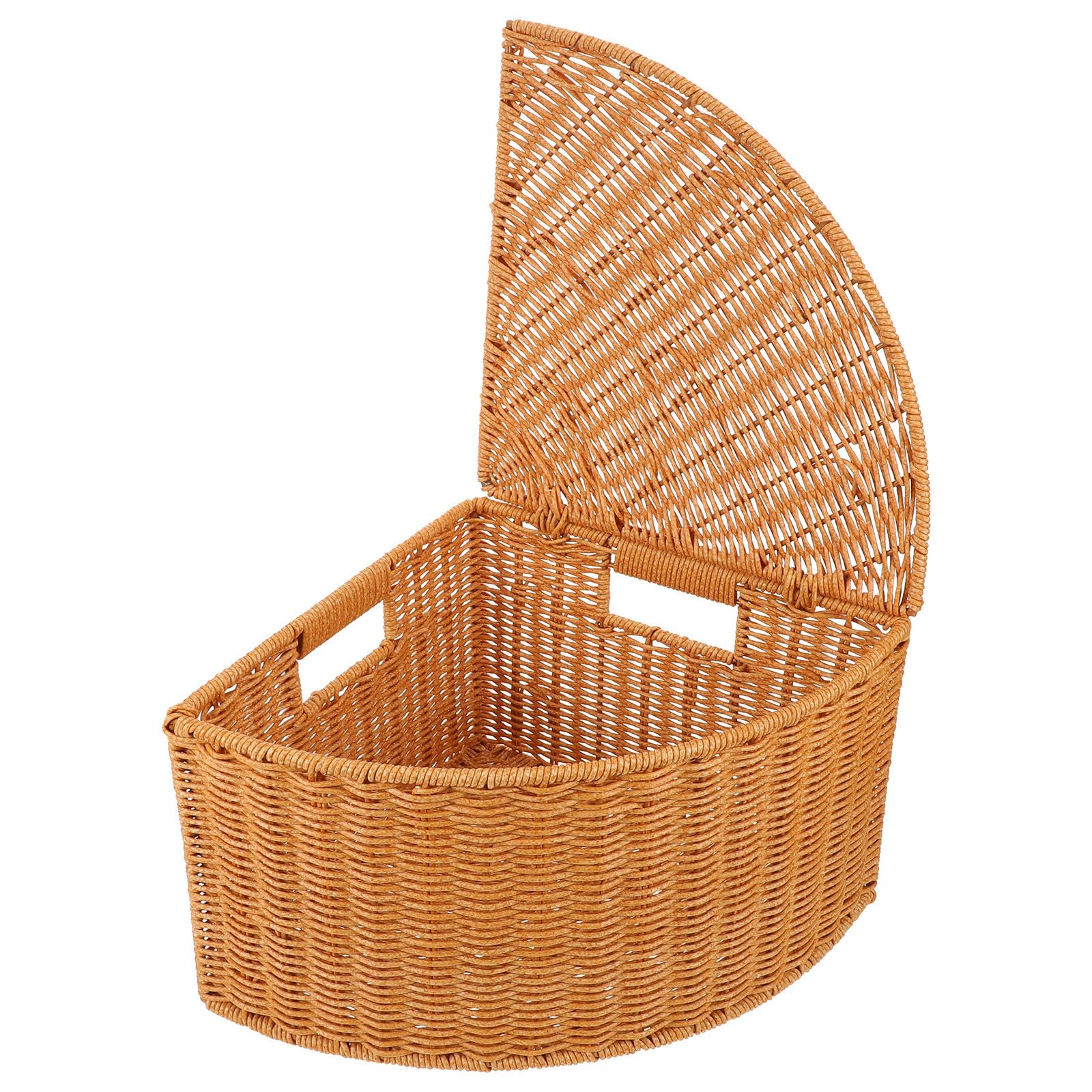 DOITOOL Cesta de Almacenamiento Triangular de Plástico Color Café | Acabado Rústico y Elegante, para Armario y Cocina, Soporta Objetos Pesados