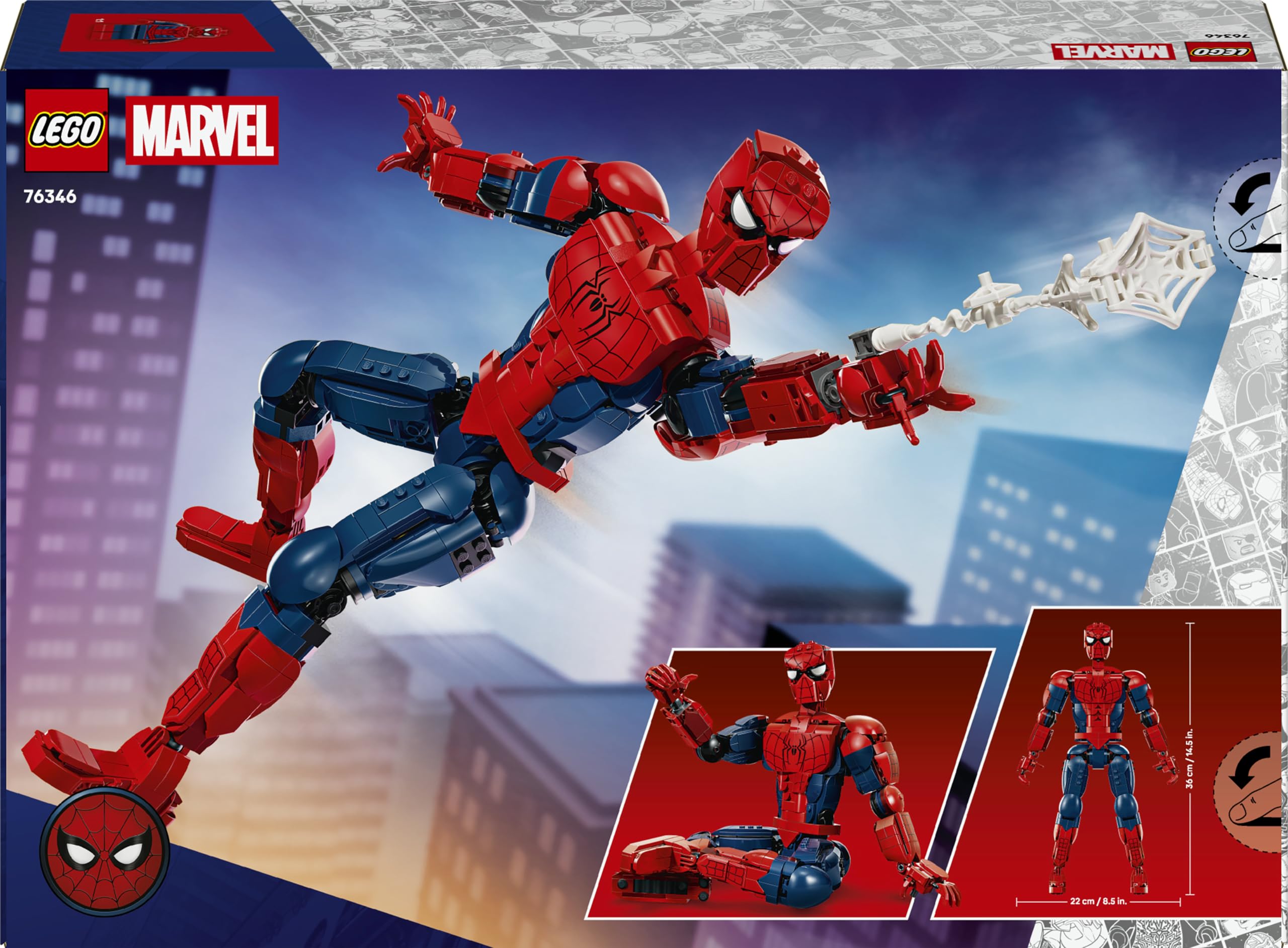 LEGO | Marvel Figura de Héroe: Spider-Man - Juguete de Superhéroe con Figura de Acción y Minifigura Coleccionable - Decoración de la Habitación Juvenil - Regalo para Niños de 12+ Años - 76346
