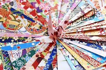 50 Origami Paper Yuzen Washi Paper Different Patterns Japanese Print 3x3 inches for Wedding Decor Japanese Designs, Mixed Patterns for Origami, Scrapbooking, DIY Gifts Origamipolly