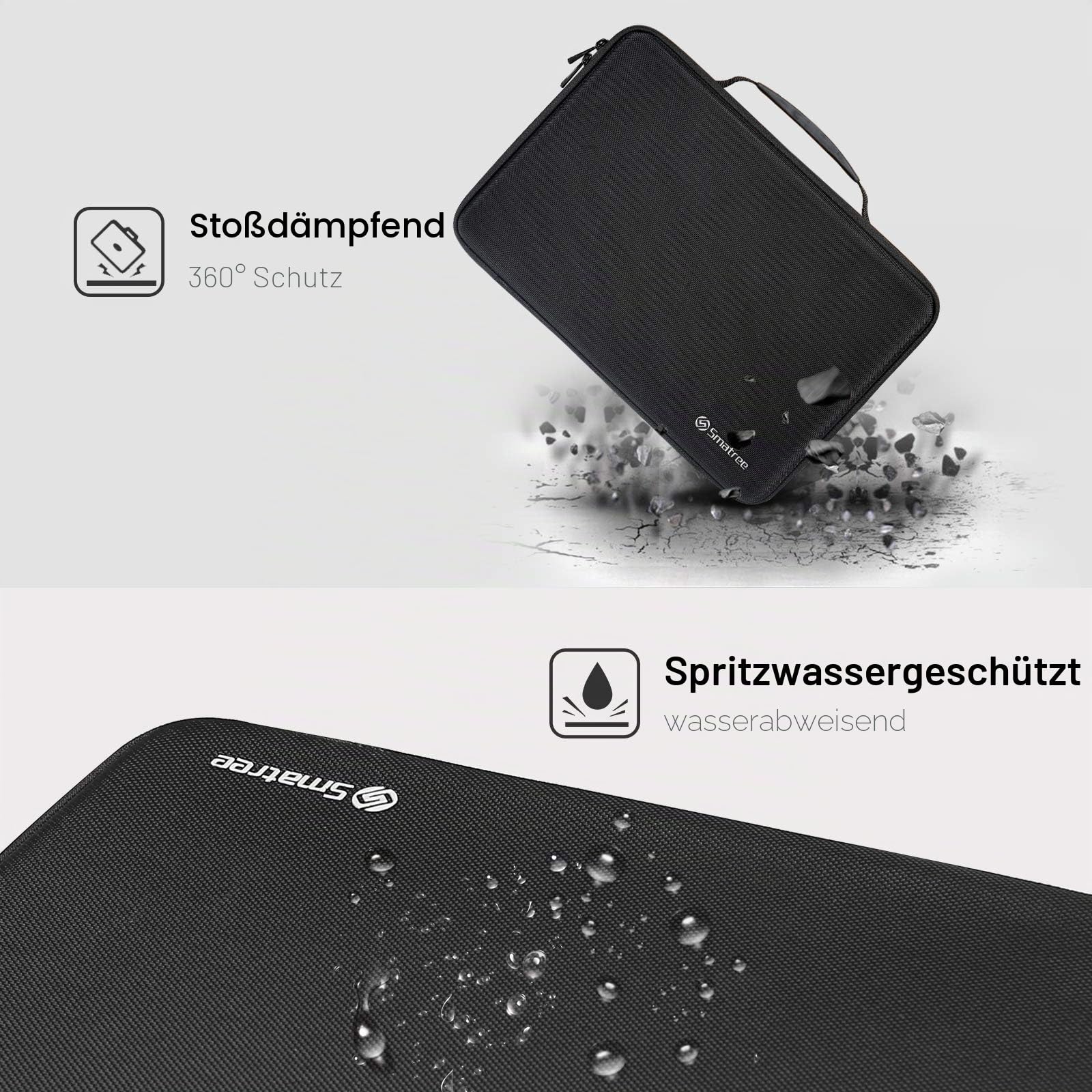 Smatree 13,3Zoll Hartschalen Tragetasche Kompatibel für 13-14Zoll MacBook Pro 2023 2021/13,3 Zoll MacBook Air M2 M1 2022/ Surface Pro X/8/7/6/5 Tasche, Laptop Koffer, Schwarz