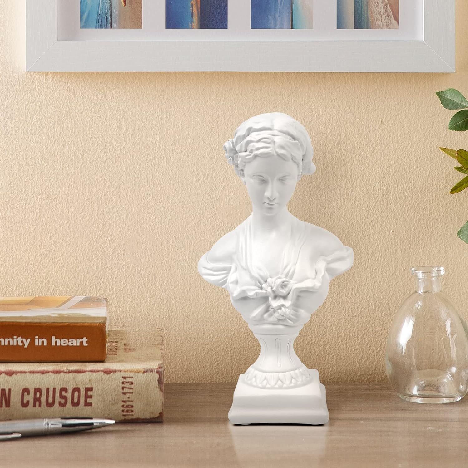 Norrclp Greek Statue of Venus Goddess, Classic Roman Head Bust Greek Mythology Sculpture for Living Room Home Shelf Decor (Venus-8.6in)