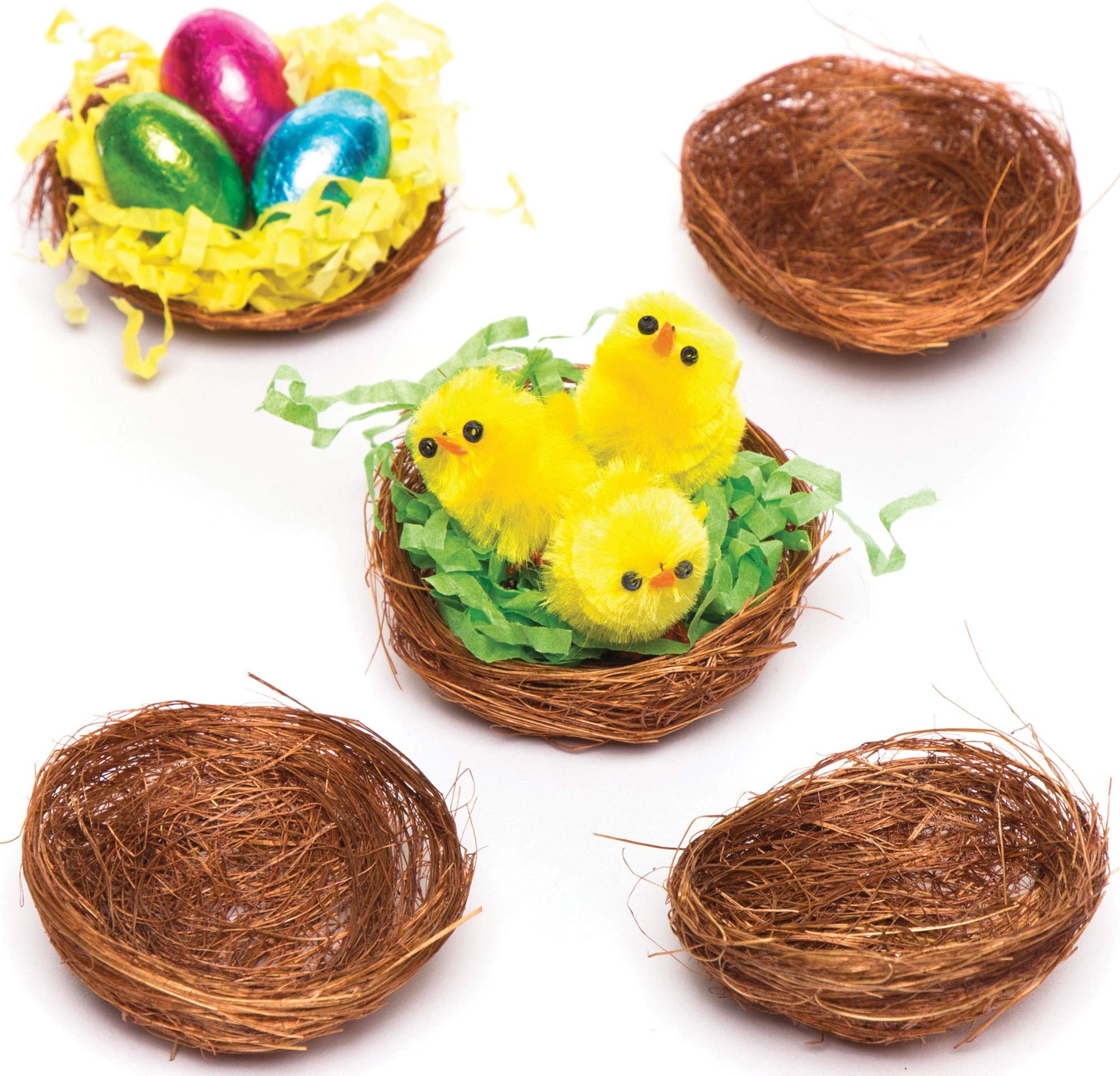 E8623 Mini Bird Nests for Fluffy Chicks and as Easter decoration, Pack of 15, 5cm