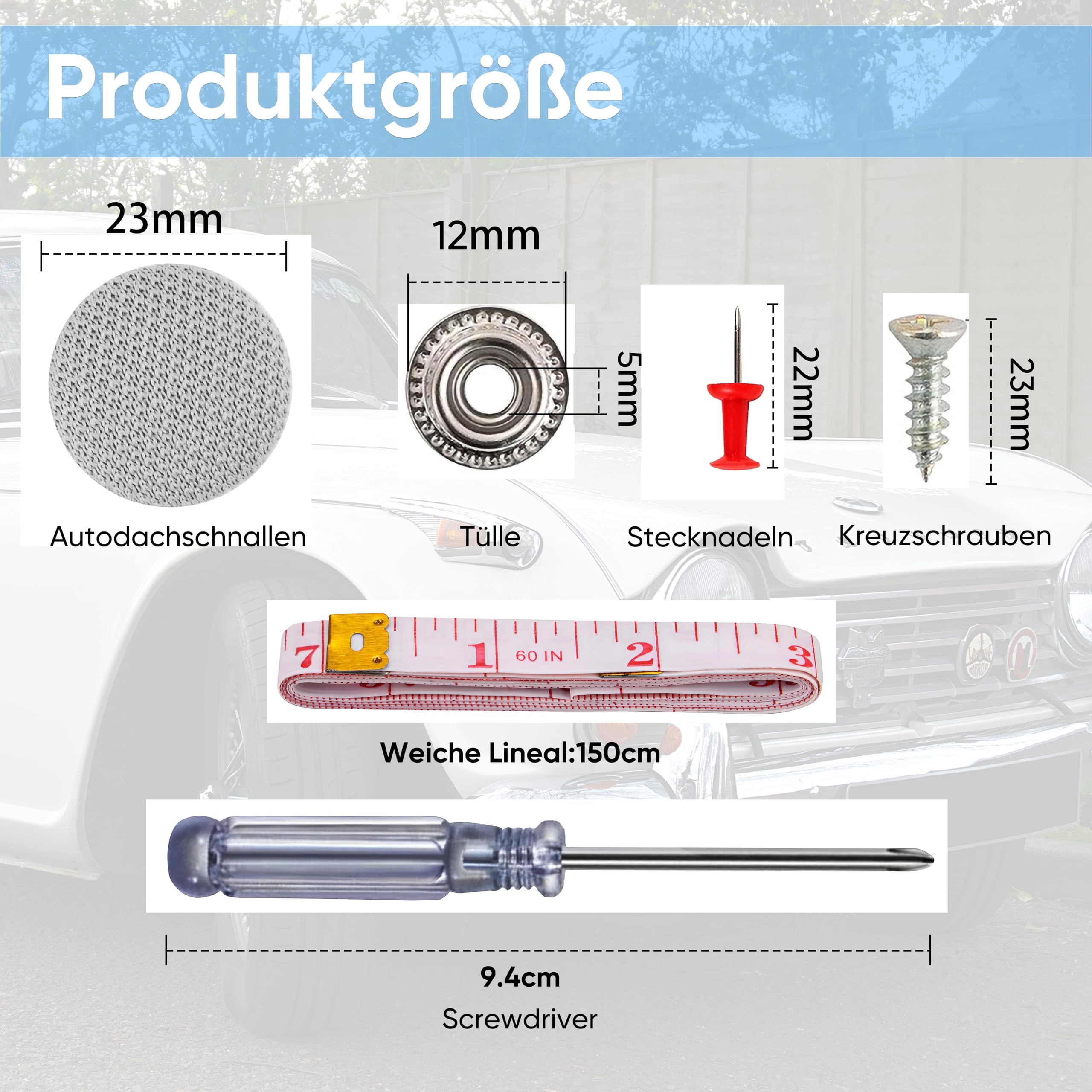 Lot 120 Rivets Réparation Ciel De Toit Voiture - Kit Complet Avec Outils Gris
