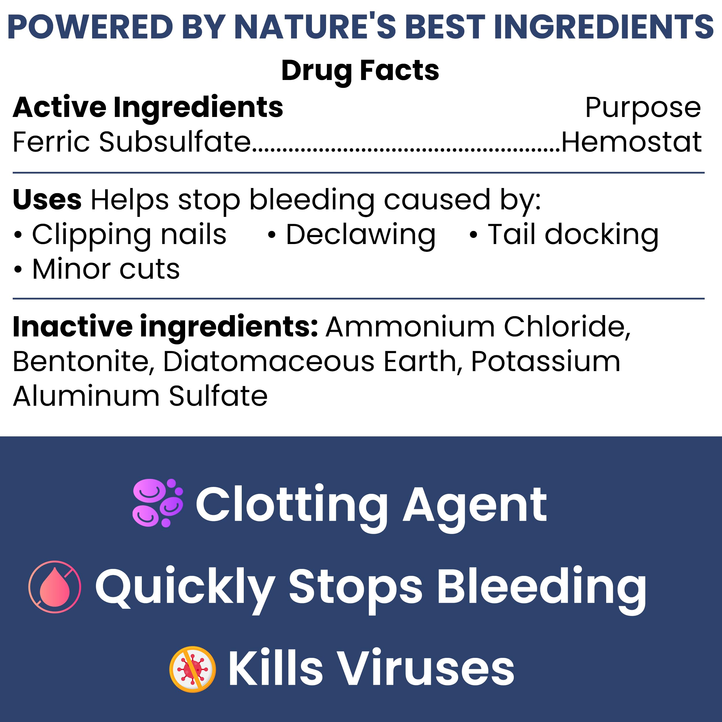 Chew + Heal Labs Styptic Pulver für Hunde, Katzen und andere Tiere – 42,5 g – schnelles Stoppen von Blutungen zum Schneiden von Nägeln und anderen feinen Schnitten – Bluthaltungspulver