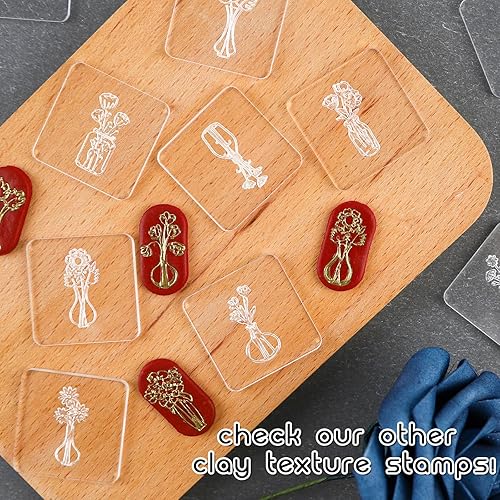 Miniatura 5 de Puocaon Sellos florales de arcilla polimérica  12 mini sellos de floreros para la fabricación de aretes de arcilla polimérica, 2 cortadores de joyas